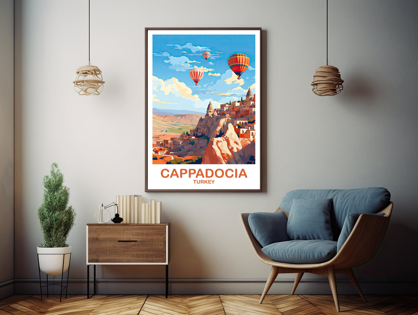 Cappadocia Turkey Travel Poster Art, Cappadocia Turkey Wall Art, Turkey Wall Art Poster, Cappadocia Poster, Travel Wall Art | T2EU_TUCA1