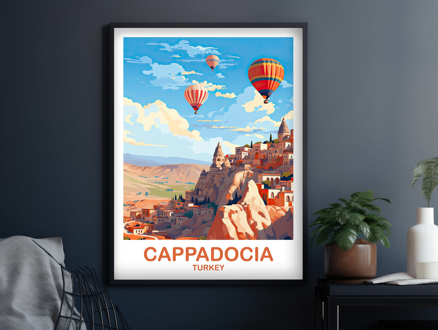 Cappadocia Turkey Travel Poster Art, Cappadocia Turkey Wall Art, Turkey Wall Art Poster, Cappadocia Poster, Travel Wall Art | T2EU_TUCA1