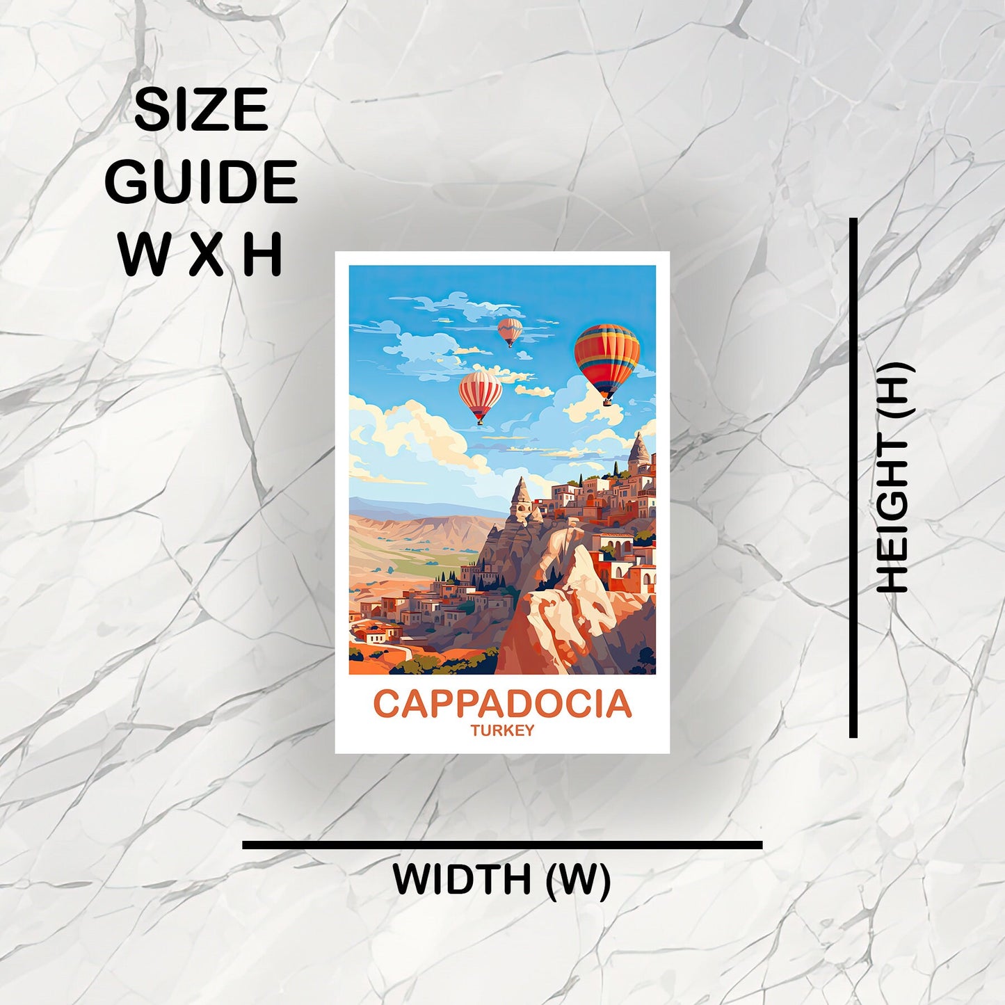 Cappadocia Travel Wall Art, Cappadocia Turkey Wall Art, Turkey Wall Art Poster, Cappadocia Poster, Travel Wall Art | T2EU_TUCA1_S