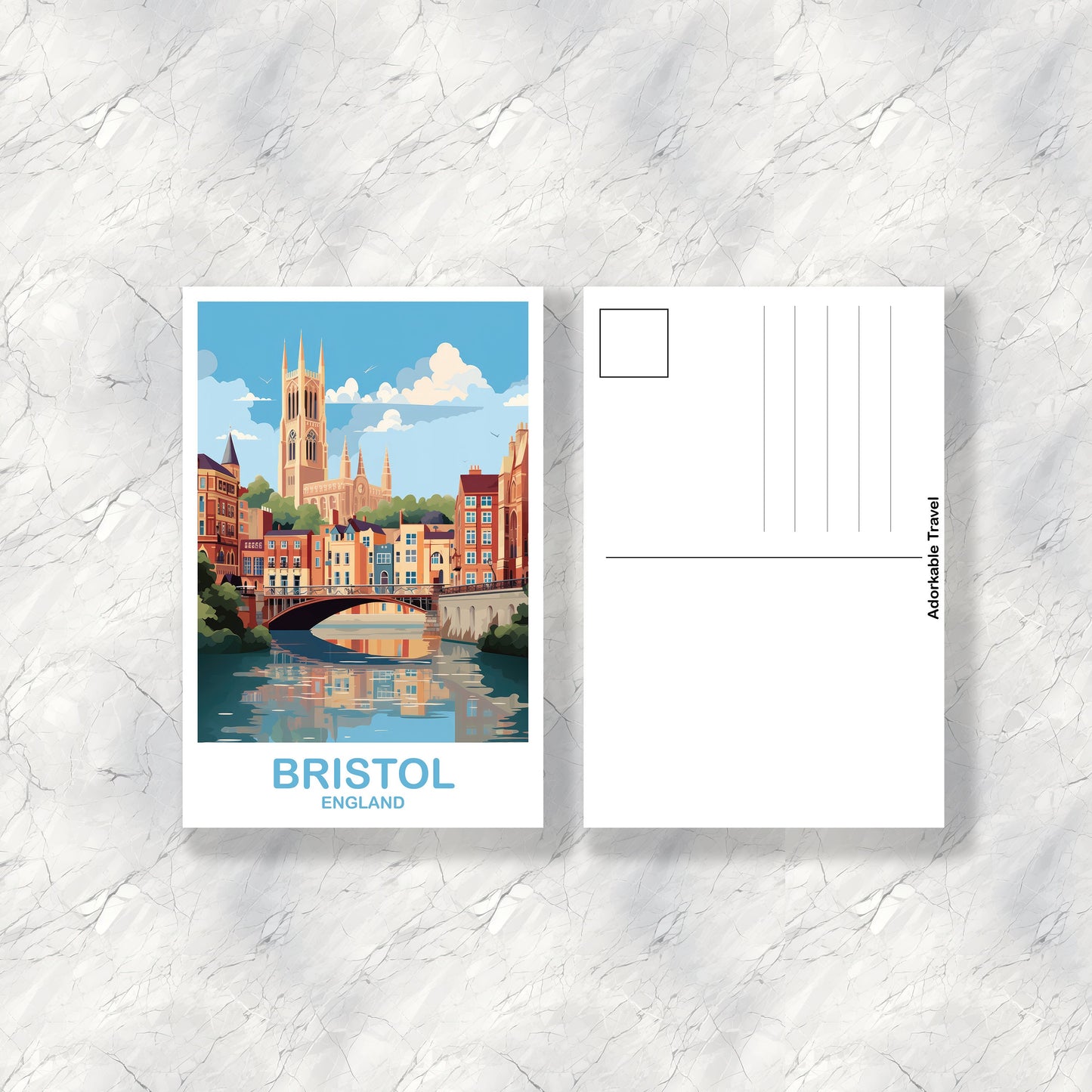Bristol Travel Postcard Art, Bristol Travel Art, England Postcard, Bristol England Travel Postcard, England Travel Art | T2EU_ENBR1_P