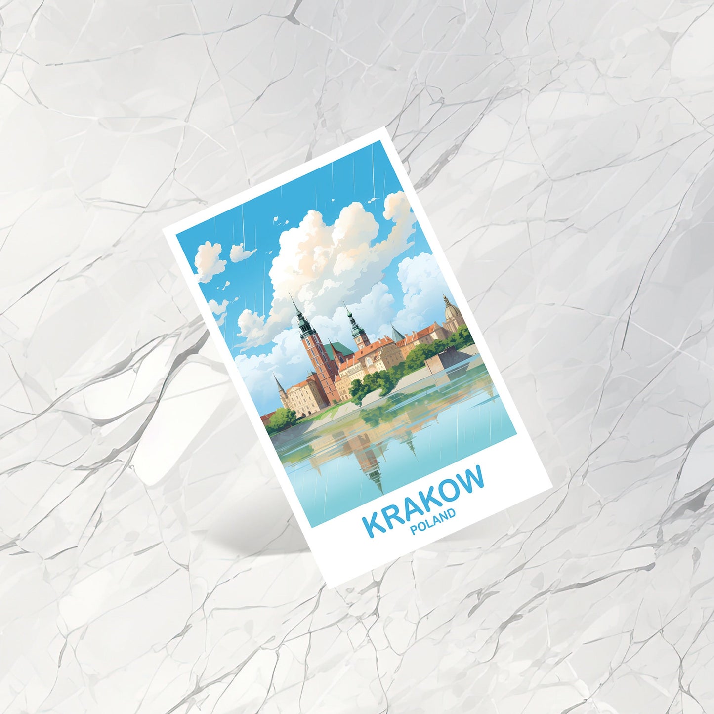 Krakow Poland Travel Postcard, Krakow Travel Postcard, Poland Postcard, Krakow Travel Art, Travel Postcard | T2EU_POKR_P