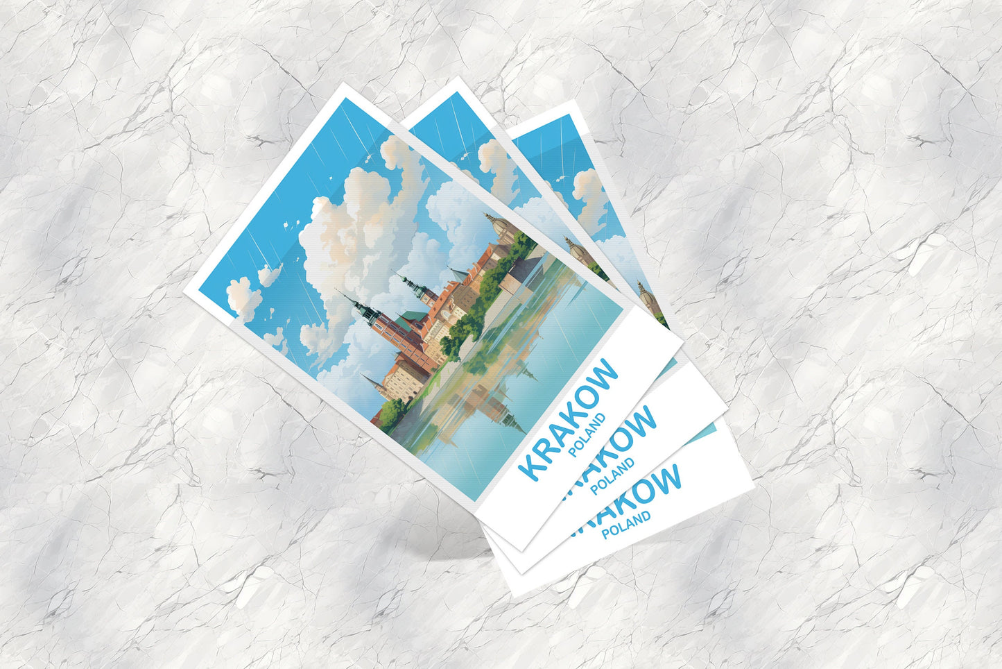 Krakow Poland Travel Postcard, Krakow Travel Postcard, Poland Postcard, Krakow Travel Art, Travel Postcard | T2EU_POKR_P