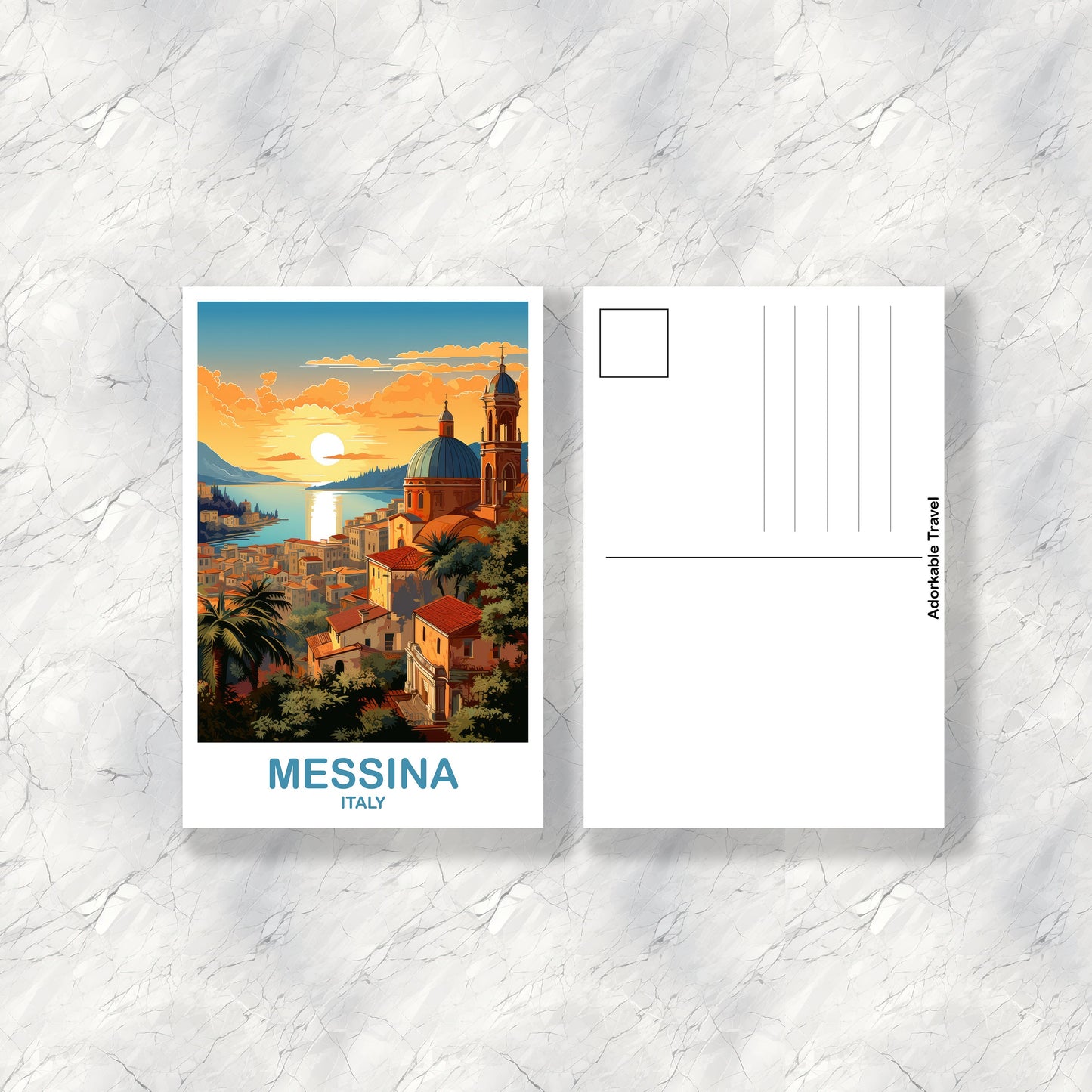 Messina Italy Travel Postcard, Milan Travel Art, Italy Postcard, Messina Travel Postcard Art, Italy Travel Postcard Art | T2EU_ITME1_P