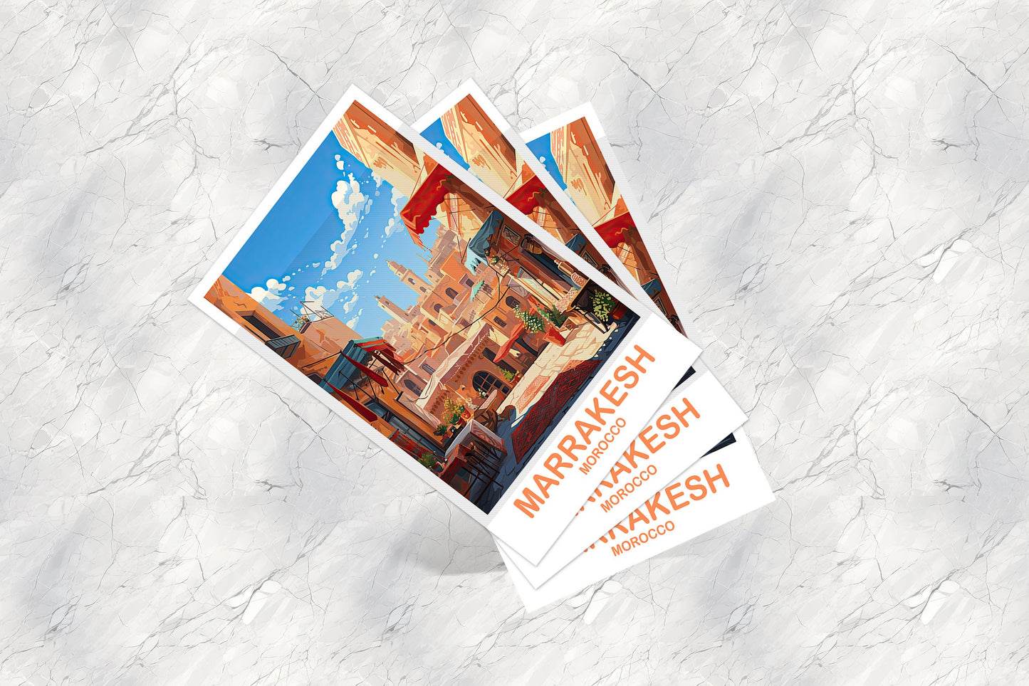 Marrakesh Travel Postcard Art, Morocco Travel Postcard, City Skyline Postcard, Africa Travel Postcard, | T2AF_MOMA1_P