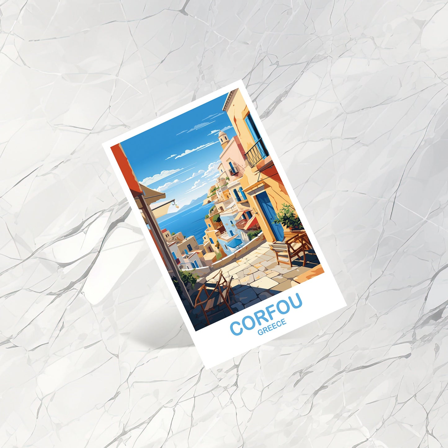 Corfou Greece Travel Postcard Art, Corfou Travel Art, Corfu Postcard, Greece Travel Postcard, Europe Travel Postcard | T2EU_GRCO1_P