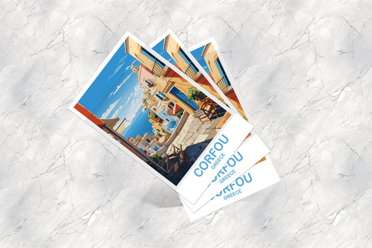 Corfou Greece Travel Postcard Art, Corfou Travel Art, Corfu Postcard, Greece Travel Postcard, Europe Travel Postcard | T2EU_GRCO1_P