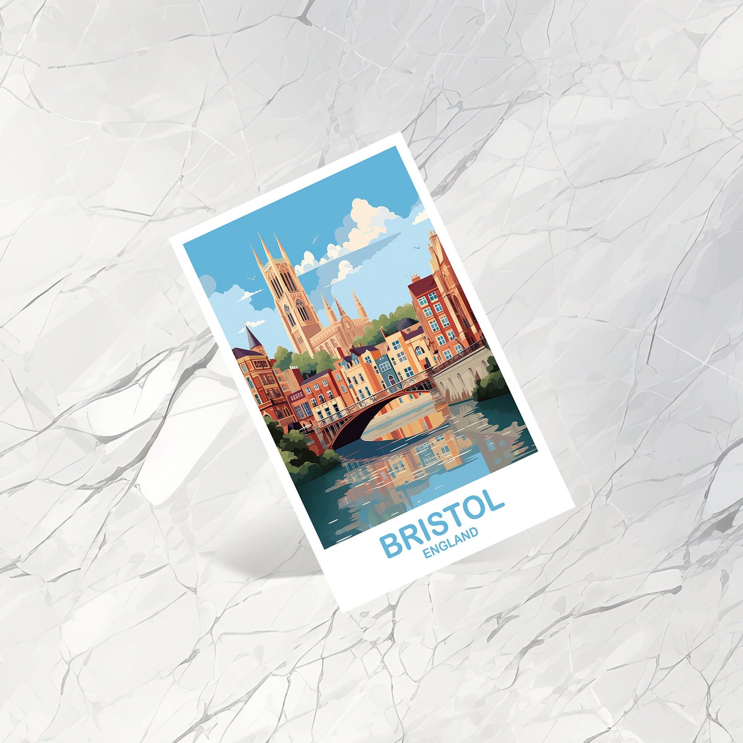 Bristol Travel Postcard Art, Bristol Travel Art, England Postcard, Bristol England Travel Postcard, England Travel Art | T2EU_ENBR1_P