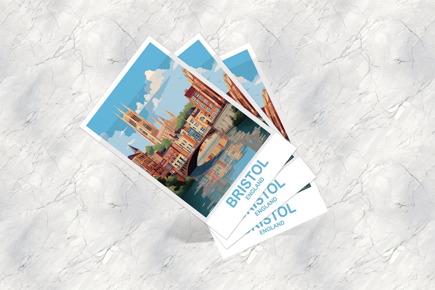 Bristol Travel Postcard Art, Bristol Travel Art, England Postcard, Bristol England Travel Postcard, England Travel Art | T2EU_ENBR1_P