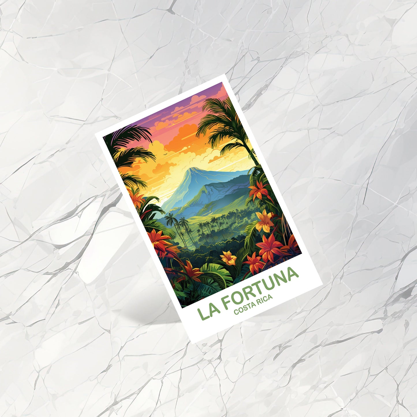 La Fortuna Travel Postcard Art, La Fortuna Costa Rica Travel Postcard, Costa Rica Postcard, North America, Travel Postcard | T2NA_CRLF1_P