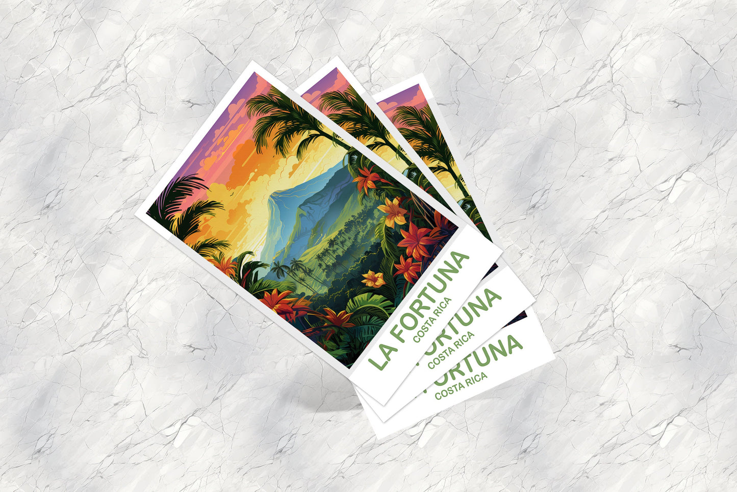 La Fortuna Travel Postcard Art, La Fortuna Costa Rica Travel Postcard, Costa Rica Postcard, North America, Travel Postcard | T2NA_CRLF1_P