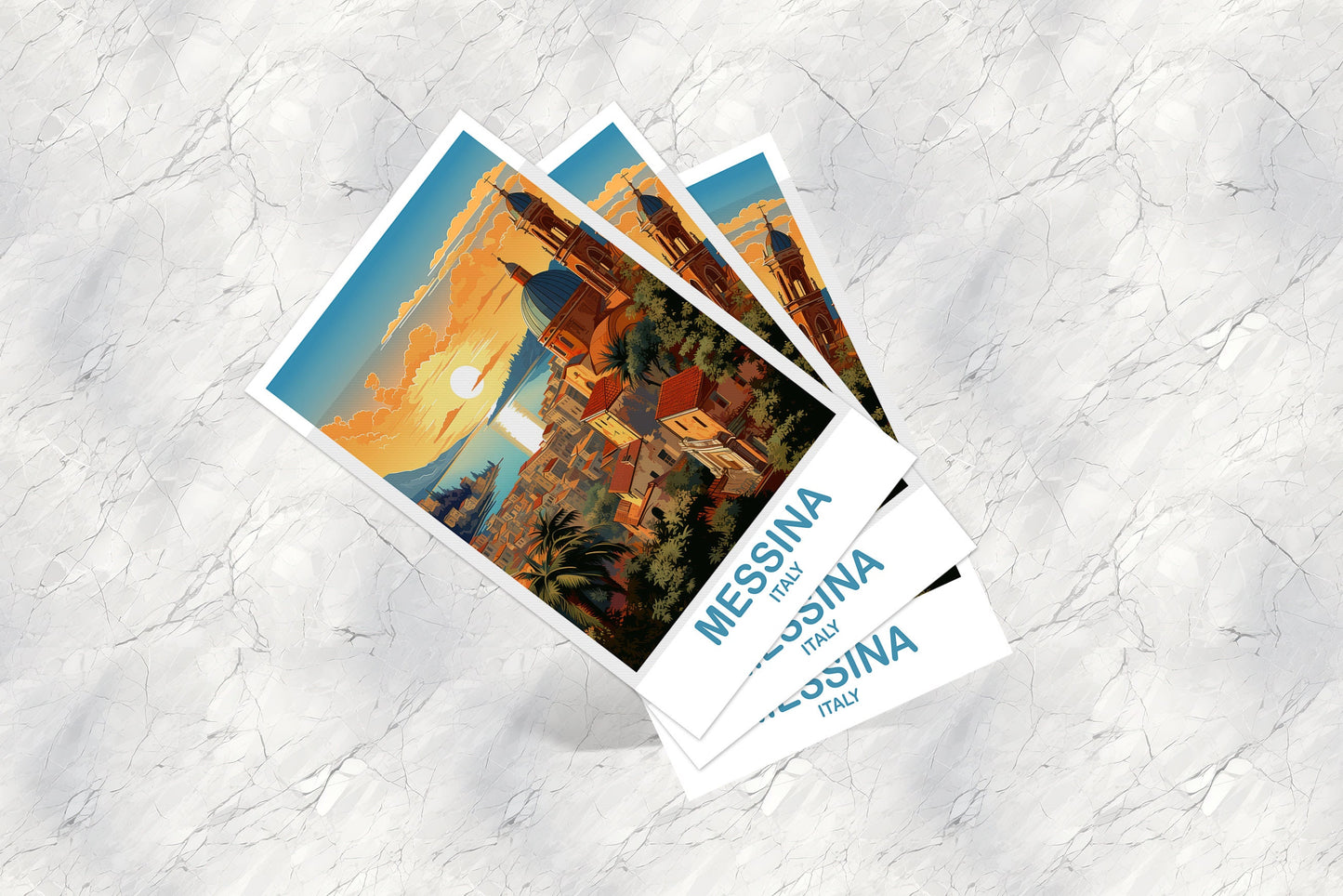 Messina Italy Travel Postcard, Milan Travel Art, Italy Postcard, Messina Travel Postcard Art, Italy Travel Postcard Art | T2EU_ITME1_P