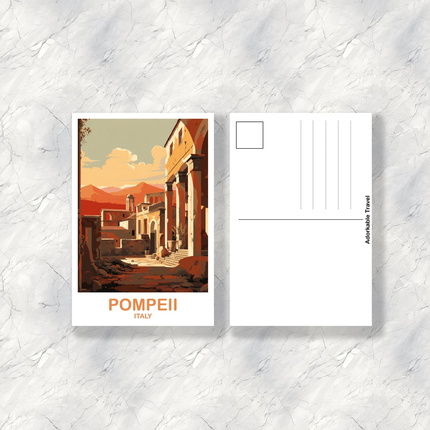 Pompeii Italy Travel Postcard, Pompeii Travel Art, Italy Postcard, Pompeii Travel Postcard Art, Italy Travel Postcard Art | T2EU_ITPO1_P