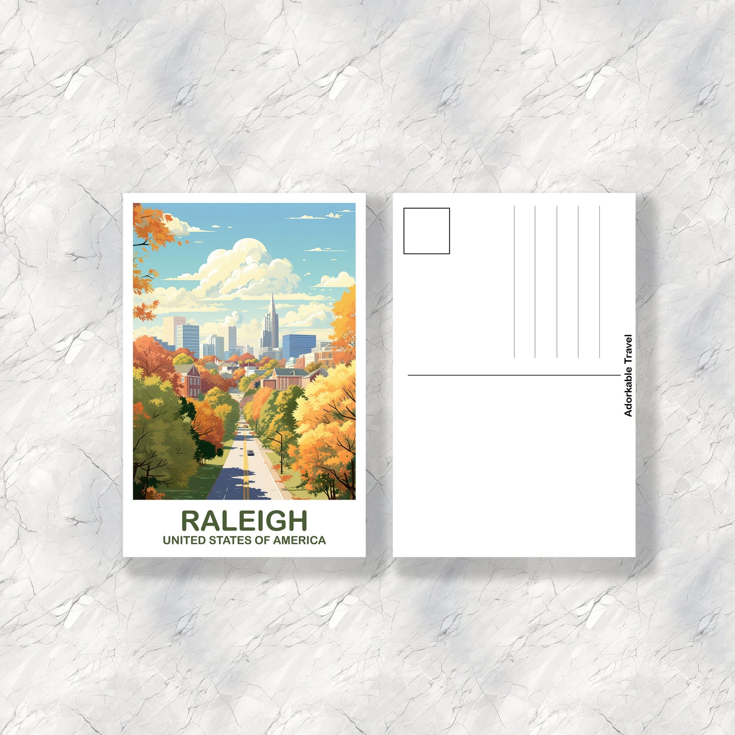 Raleigh Travel Postcard Art, Columbia Postcard, North Carolina Postcard, Raleigh North Carolina Postcard, Travel Postcard | T2NA_NARA1_P