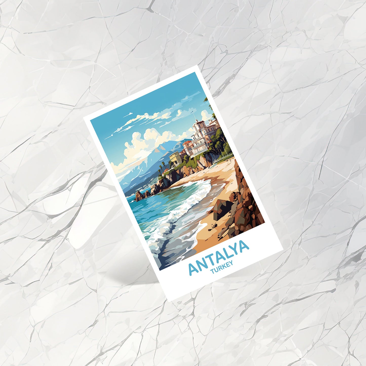 Antalya Travel Postcard Art, Antalya Turkey Postcard Art, Turkey Art Postcard, City Skyline, Turkey Travel Postcard Art | T2EU_TUAN1_P