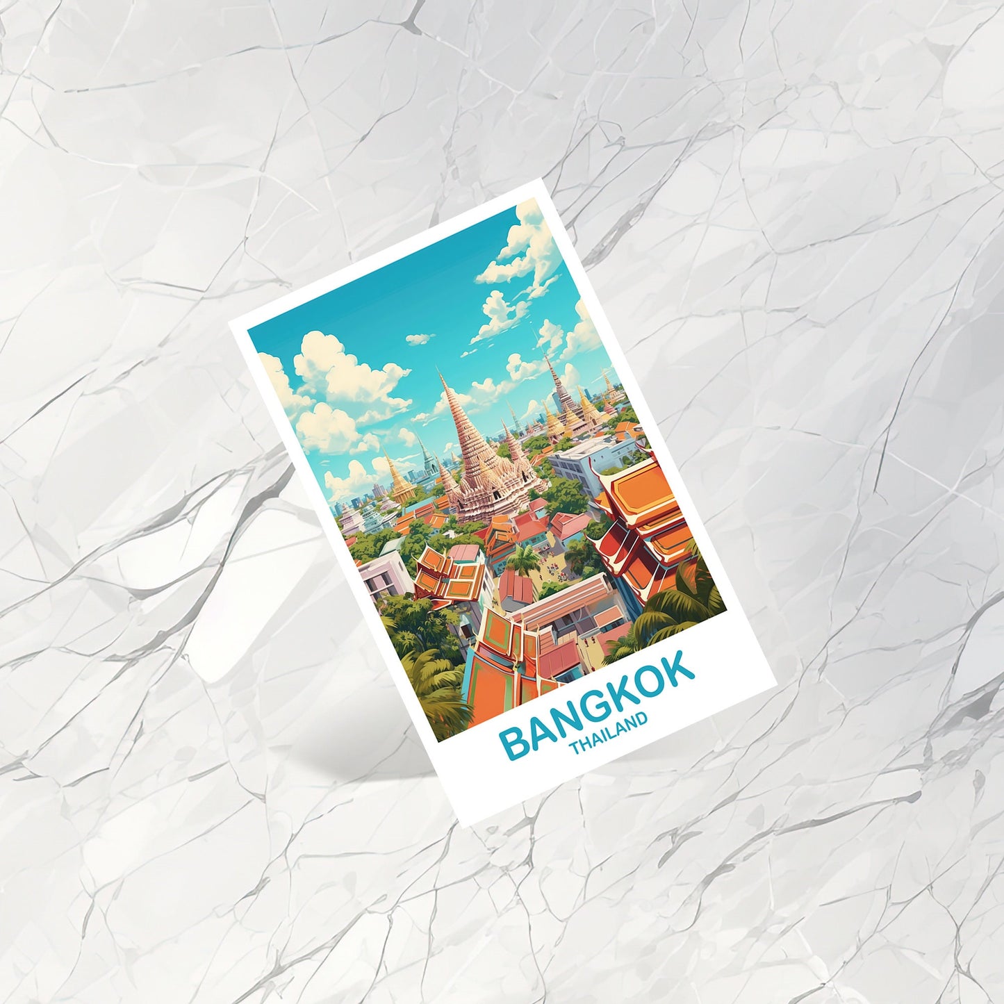 Bangkok Thailand Travel Postcard, Travel Art Postcard, Bankok Postcard, Thailand Postcard, Travel Postcard | T2AS_THBA1_P
