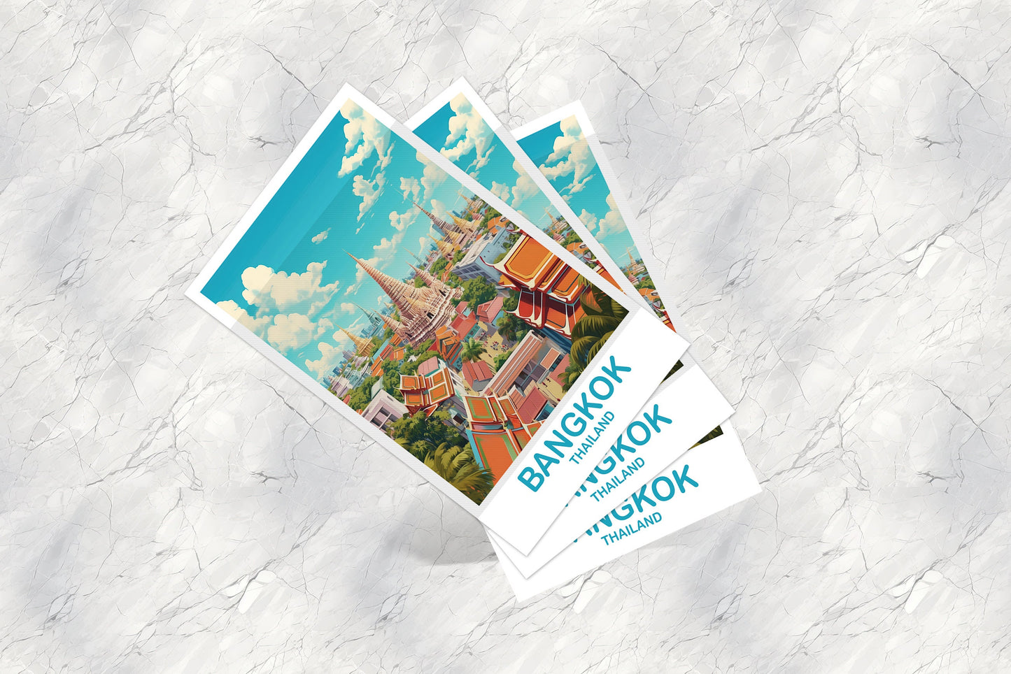 Bangkok Thailand Travel Postcard, Travel Art Postcard, Bankok Postcard, Thailand Postcard, Travel Postcard | T2AS_THBA1_P