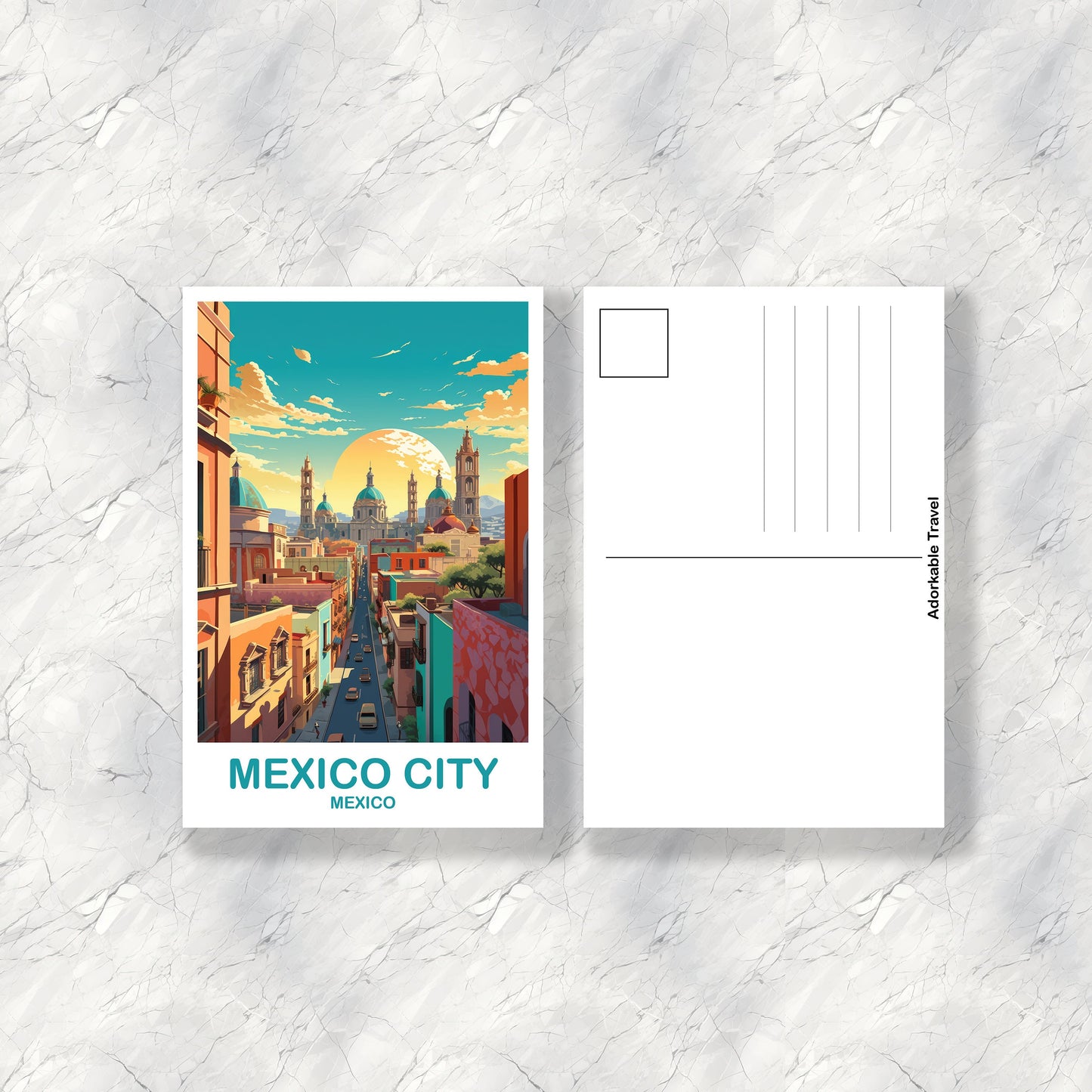Mexico City Travel Postcard, Mexico Art Postcard, Mexico Travel Art, Travel Art, Mexico Travel Postcard, Travel Postcard | T2NA_MEMC1_P