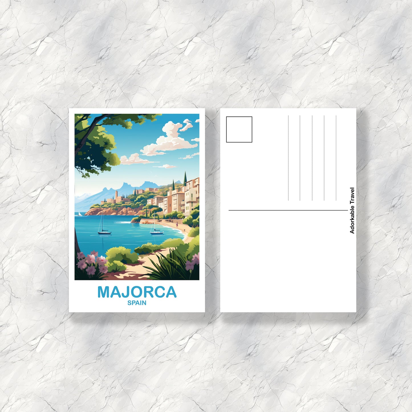 Majorca Spain Travel Postcard Art, Spain Travel Postcard, Majorca Postcard, Spain Travel Art Postcard, Travel Postcard | T2EU_SPMAJ1_P