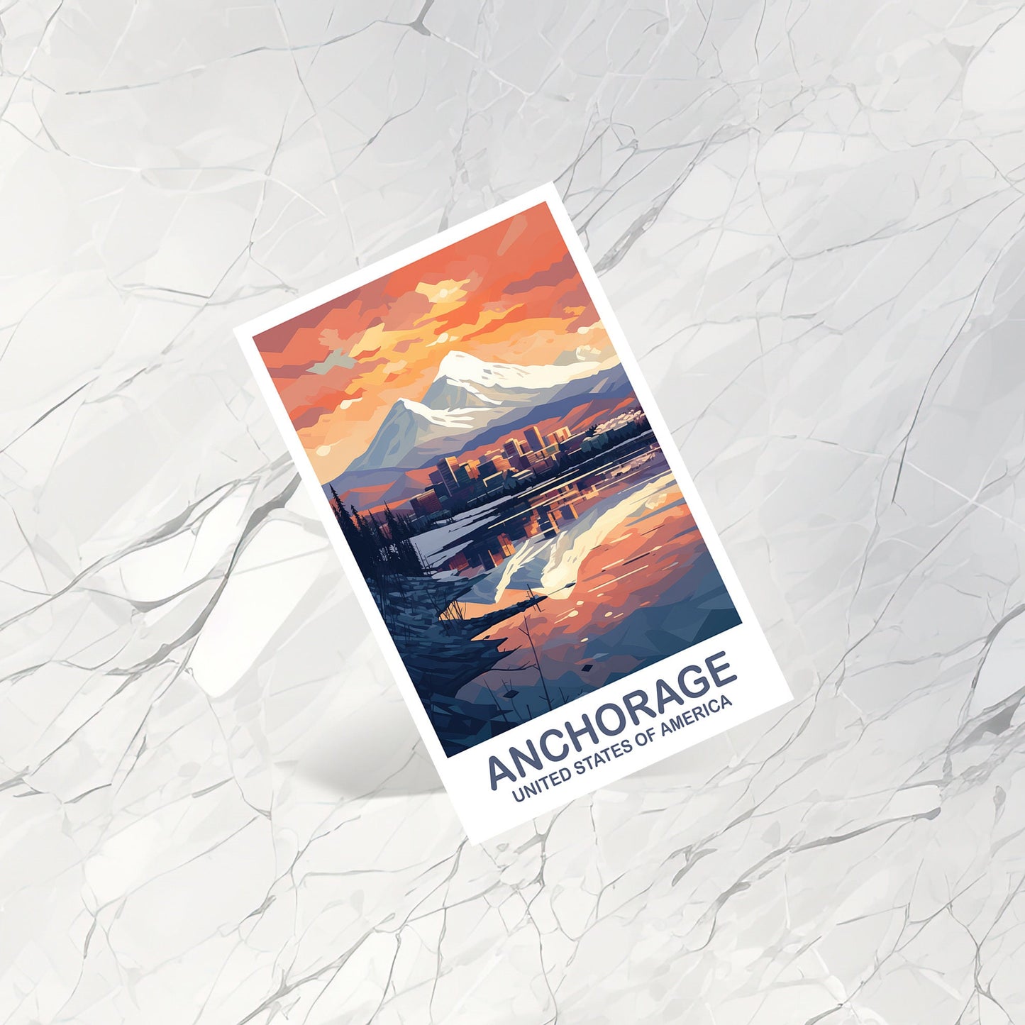 Anchorage Travel Postcard, Anchorage Alaska Postcard, Alaska Travel Art, Alaska Postcard, Anchorage Art, Travel Postcard | T2NA_ALAN1_P