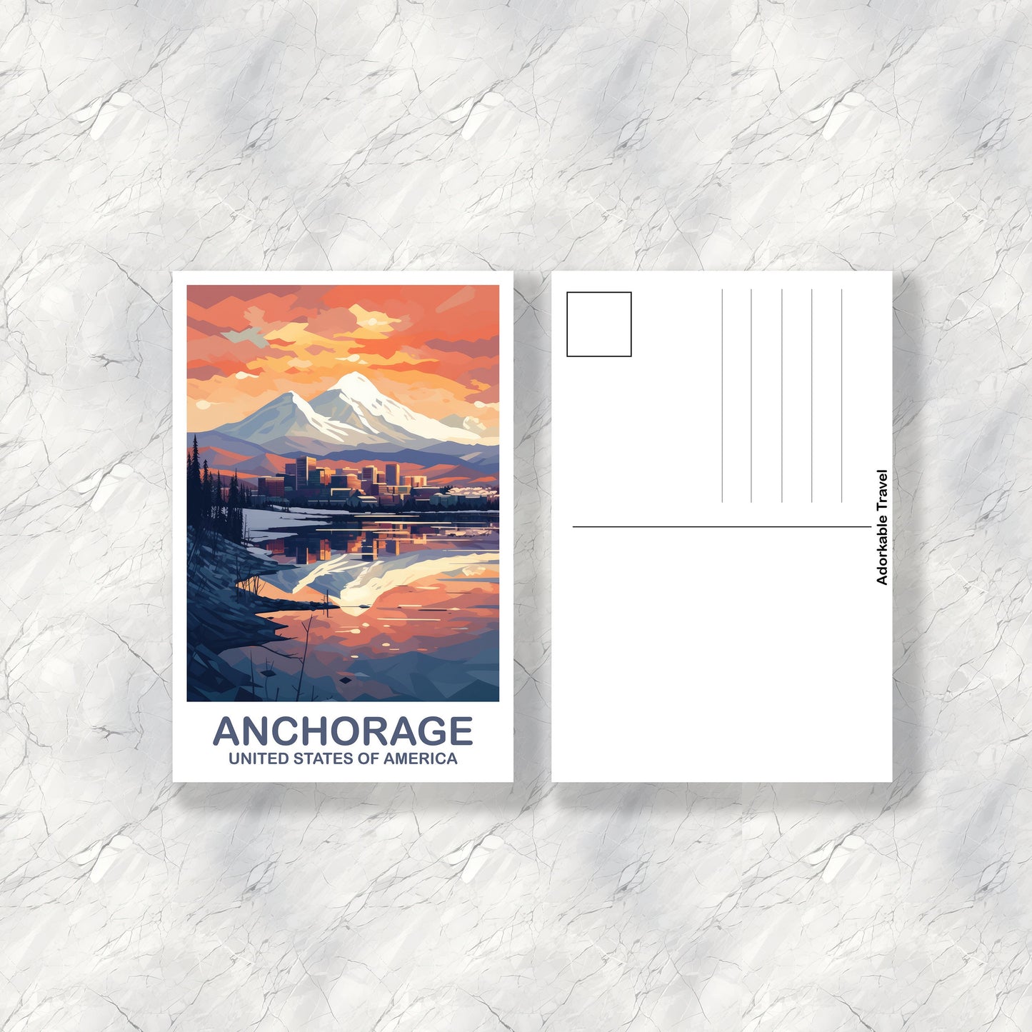 Anchorage Travel Postcard, Anchorage Alaska Postcard, Alaska Travel Art, Alaska Postcard, Anchorage Art, Travel Postcard | T2NA_ALAN1_P