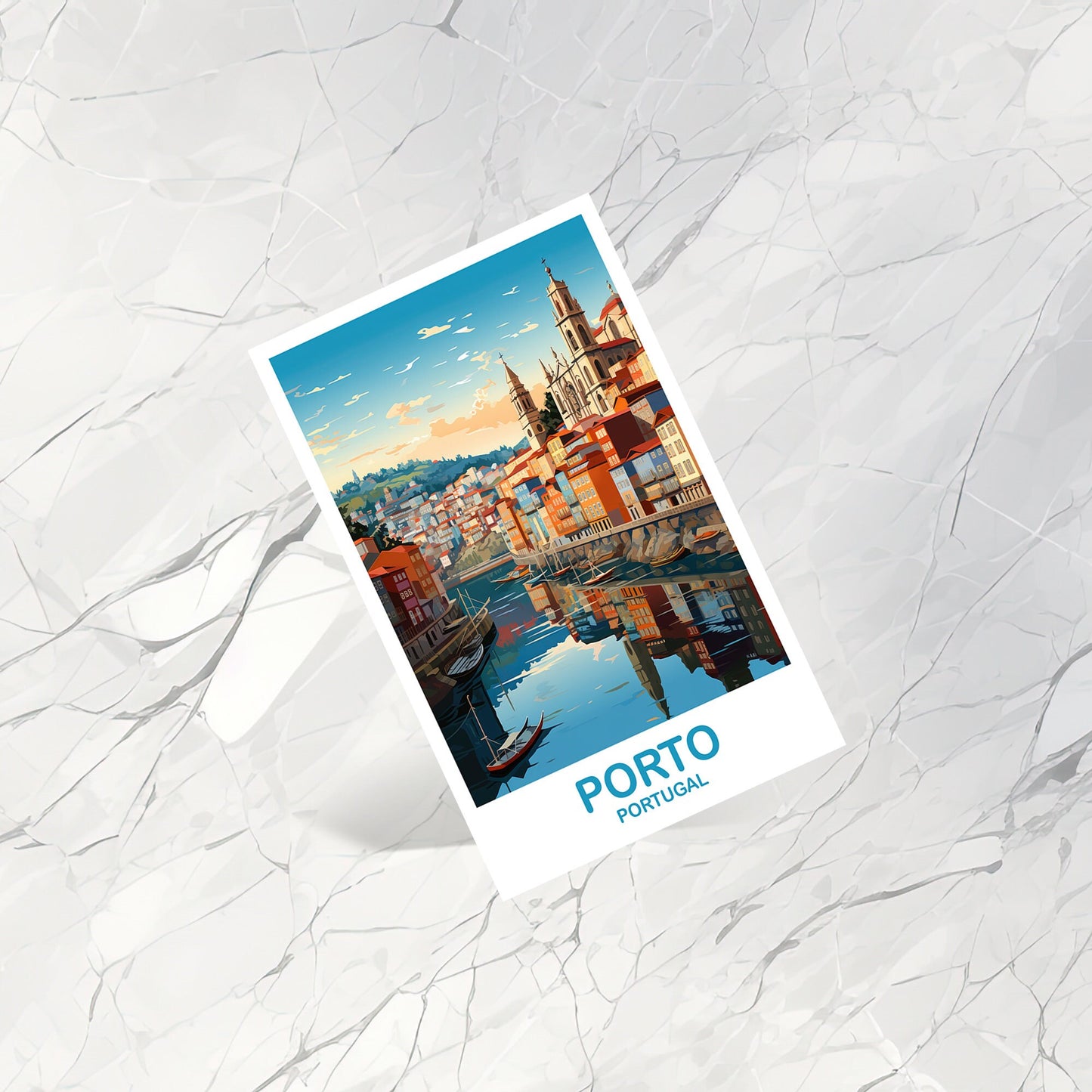 Porto Travel Postcard Art, Portugal Travel Art, Porto Art Postcard, Europe Travel Art, Travel Postcard Art | T2EU_POPO1_P