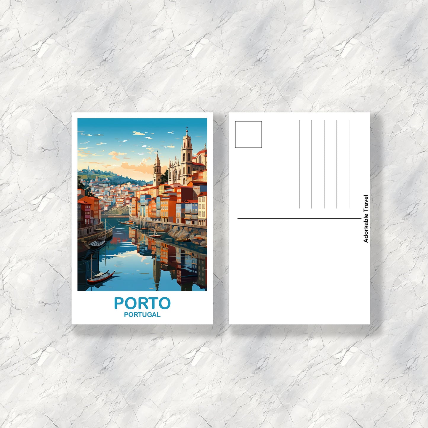 Porto Travel Postcard Art, Portugal Travel Art, Porto Art Postcard, Europe Travel Art, Travel Postcard Art | T2EU_POPO1_P