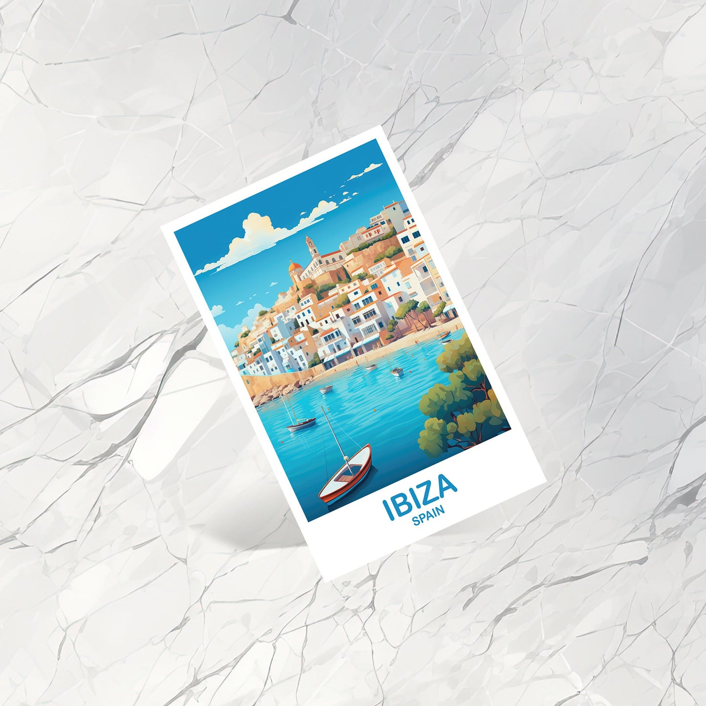 Ibiza Spain Travel Postcard Art, Spain Travel Postcard, Ibiza Art Postcard, Spain Travel Art Postcard | T2EU_SPIB1_P
