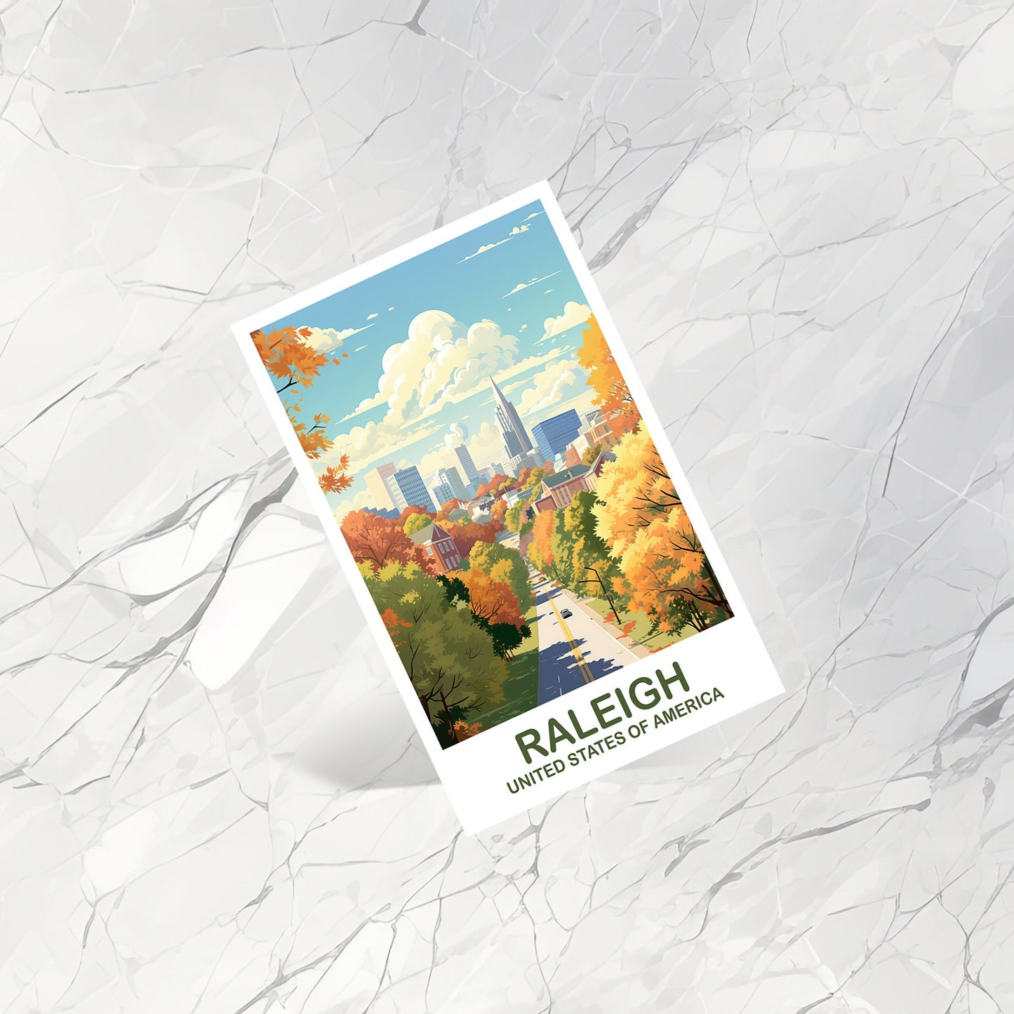 Raleigh Travel Postcard Art, Columbia Postcard, North Carolina Postcard, Raleigh North Carolina Postcard, Travel Postcard | T2NA_NARA1_P