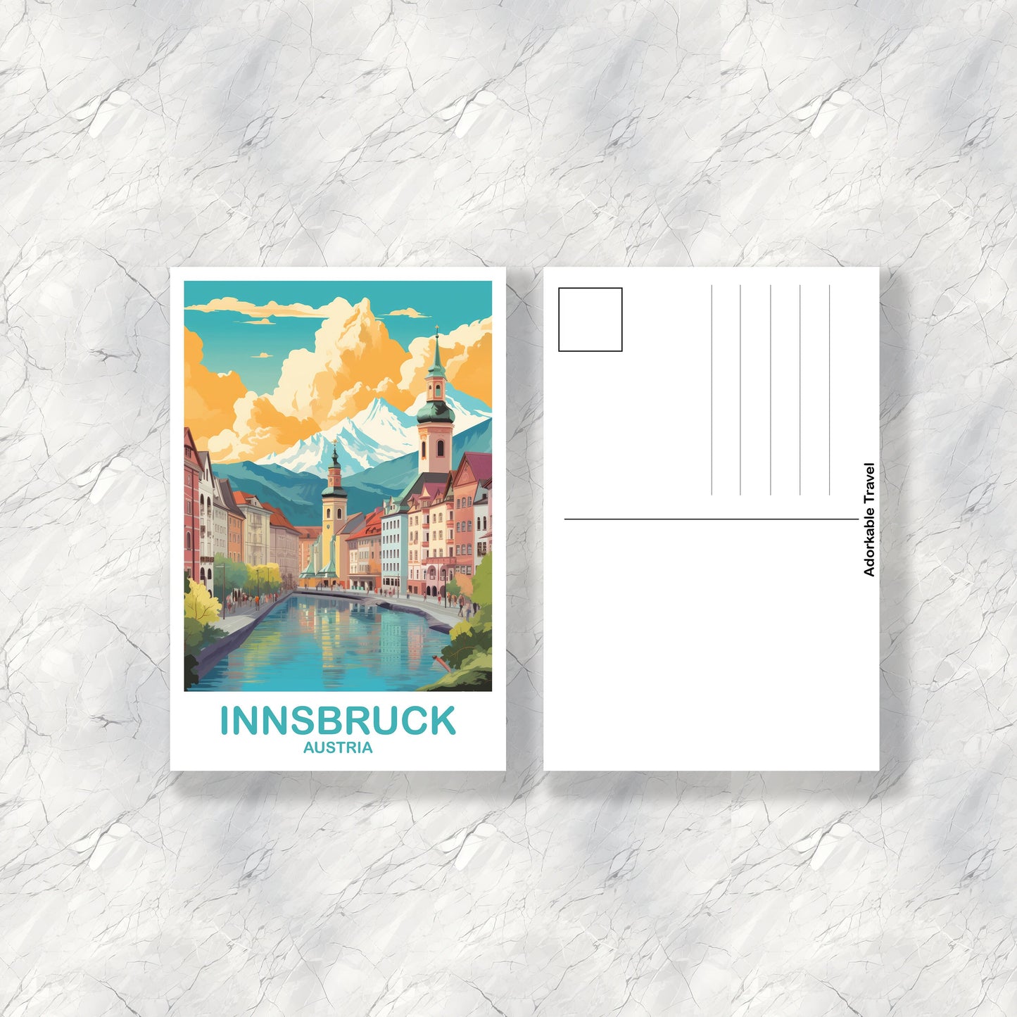 Innsbruck Austria Travel Postcard Art, Austria Travel Art, Innsbruck Postcard, Austria Travel Postcard, Travel Postcard | T2EU_AUIN1_P