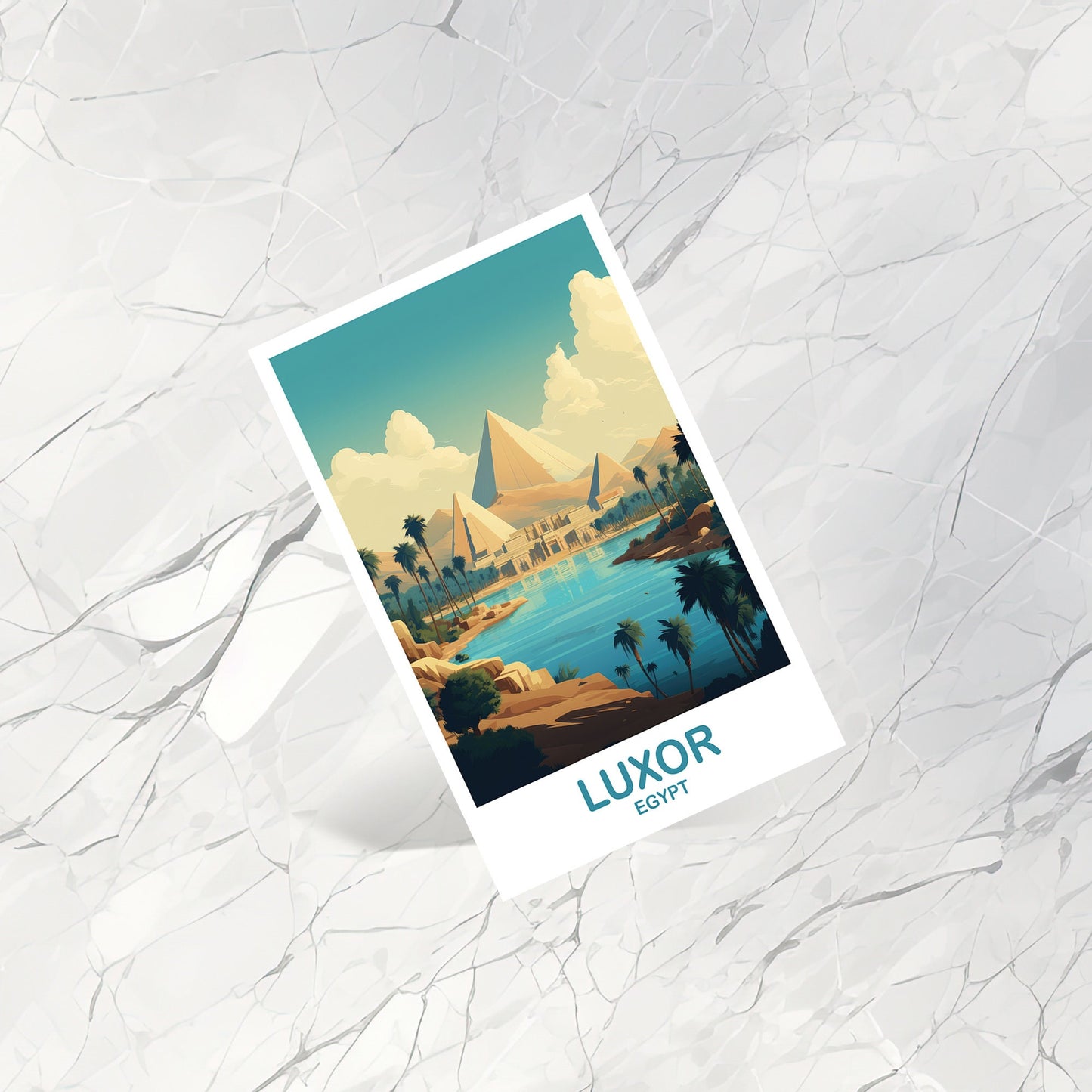 Luxor Eygpt Travel Postcard Art, Luxor Skyline, Egypt Postcard, Travel Postcard, Travel Art, Africa Postcard Art | T2AF_EGLU1_P