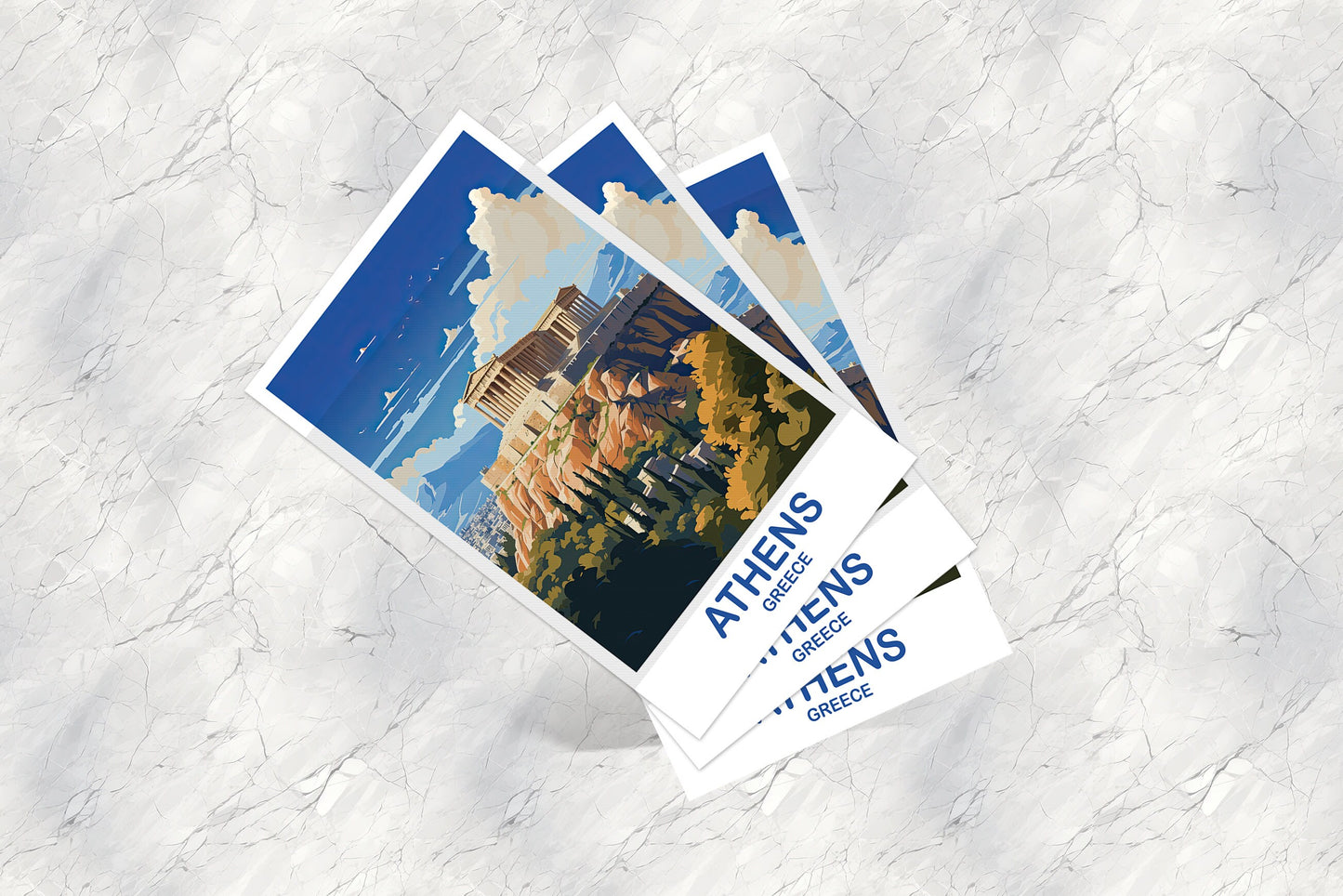 Athens Greece Travel Postcard Art, Athens Travel, Athens Postcard, Greece Travel Postcard, Europe Travel Postcard | T2EU_GRAT1_P