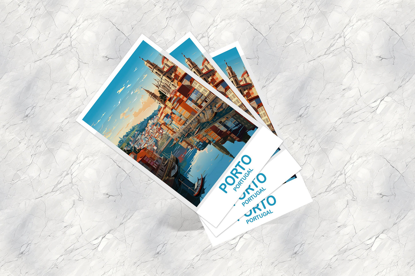 Porto Travel Postcard Art, Portugal Travel Art, Porto Art Postcard, Europe Travel Art, Travel Postcard Art | T2EU_POPO1_P