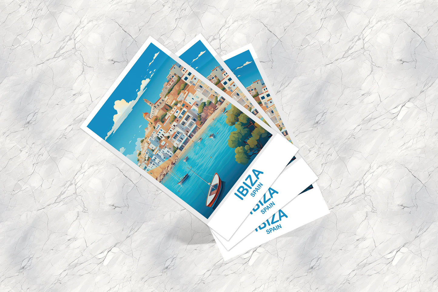 Ibiza Spain Travel Postcard Art, Spain Travel Postcard, Ibiza Art Postcard, Spain Travel Art Postcard | T2EU_SPIB1_P