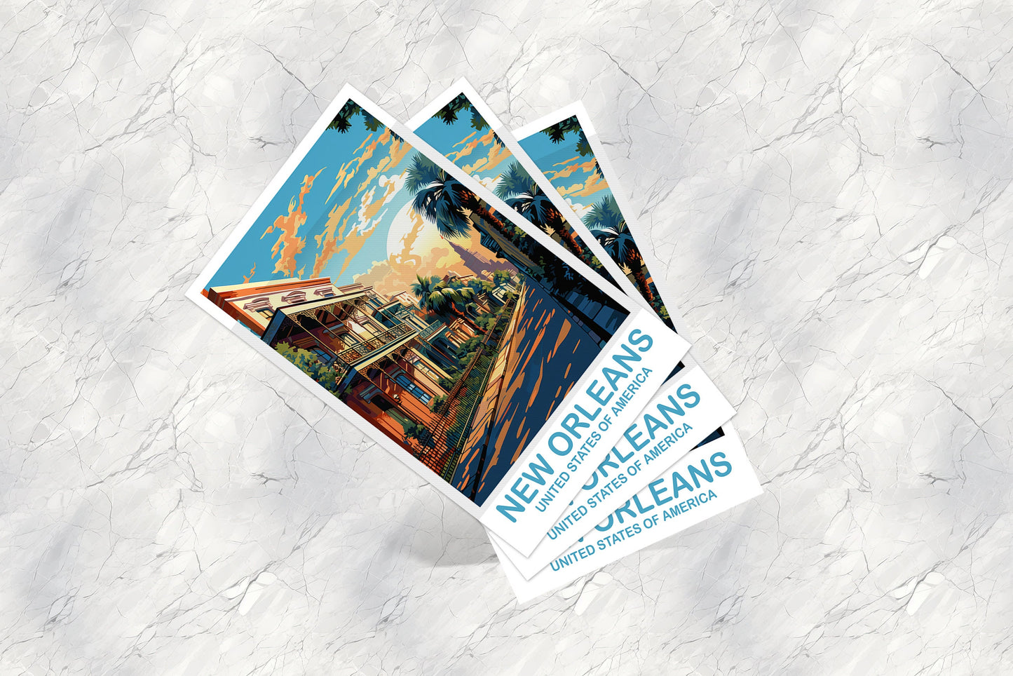 New Orleans Travel Postcard Art, Louisiana Postcard, New Orleans Louisiana Postcard, Travel Postcard | T2NA_LONO1_P