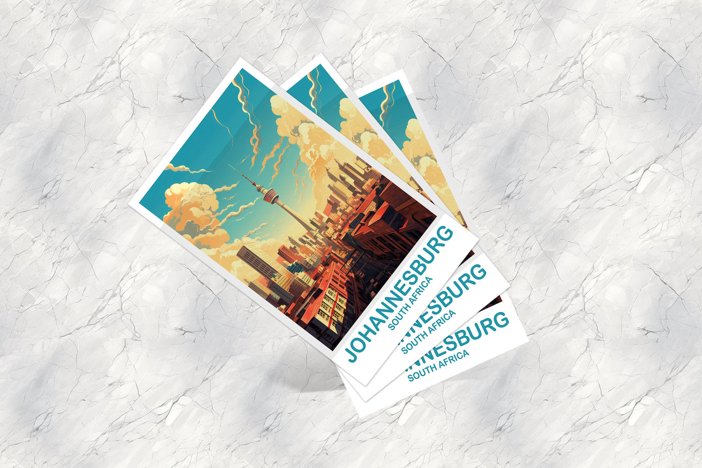 Johannesburg Travel Postcard Art, Johannesburg South Africa Postcard, South Africa Postcard Travel Art, Africa Postcard Art | T2AF_SFJO1_P
