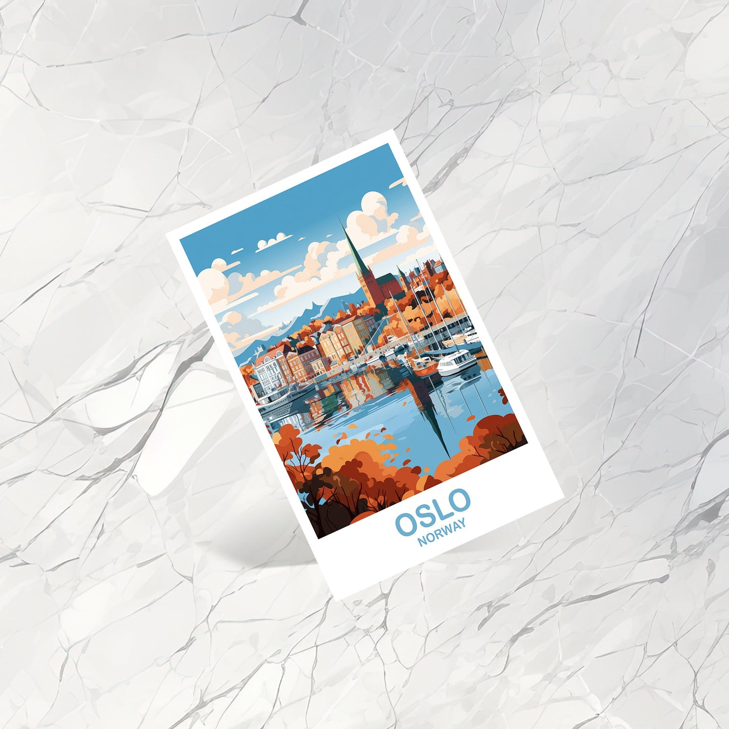 Oslo Norway Travel Postcard Art, Oslo Postcard, Norway Postcard, Oslo Norway Art, Travel Postcard, Europe Postcard | T2EU_NOOS1_P