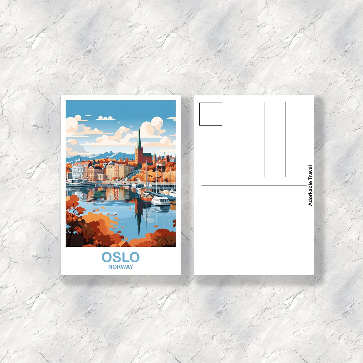Oslo Norway Travel Postcard Art, Oslo Postcard, Norway Postcard, Oslo Norway Art, Travel Postcard, Europe Postcard | T2EU_NOOS1_P