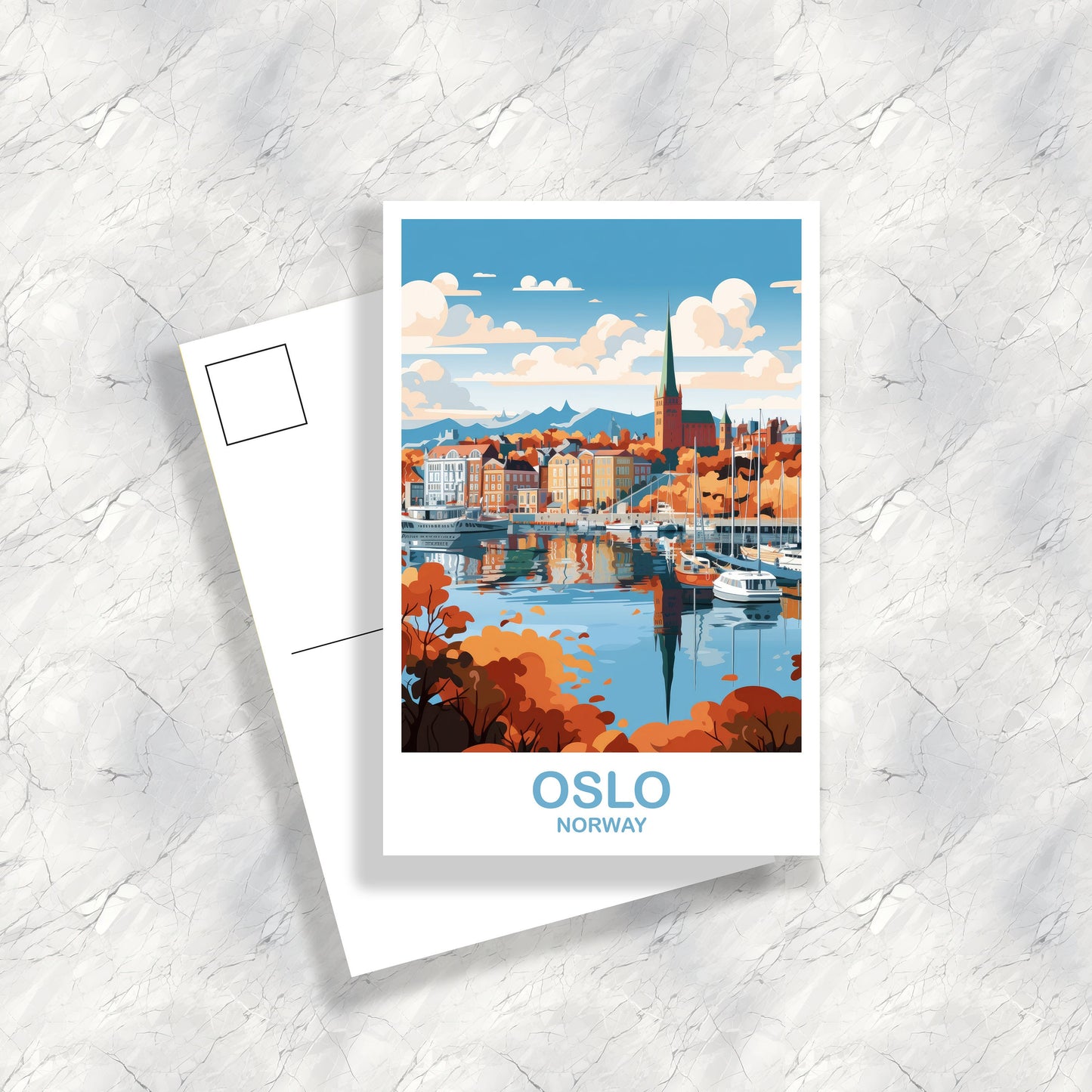 Oslo Norway Travel Postcard Art, Oslo Postcard, Norway Postcard, Oslo Norway Art, Travel Postcard, Europe Postcard | T2EU_NOOS1_P