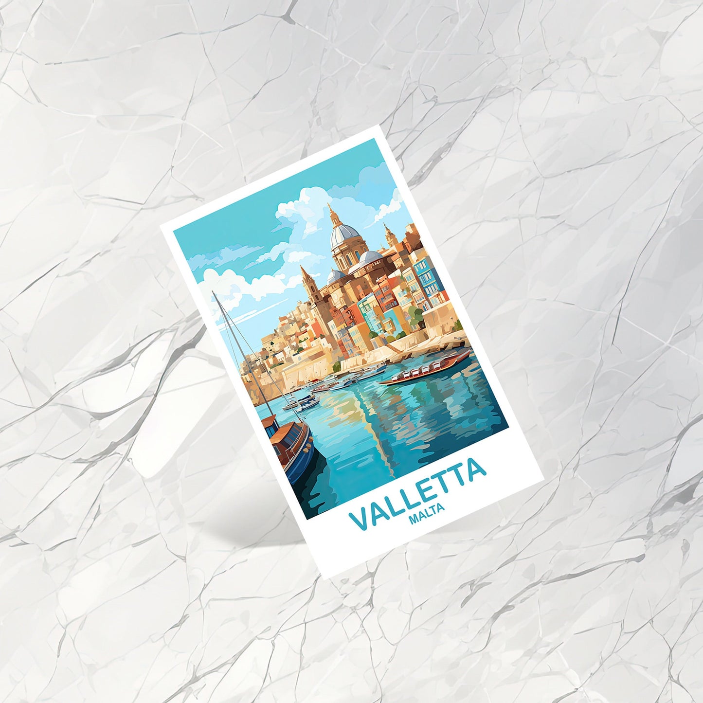 Valletta Malta Travel Postcard, Valletta Travel Postcard, Malta Postcard Art, Europe Travel Postcard, Travel Postcard | T2EU_MAVA1_P