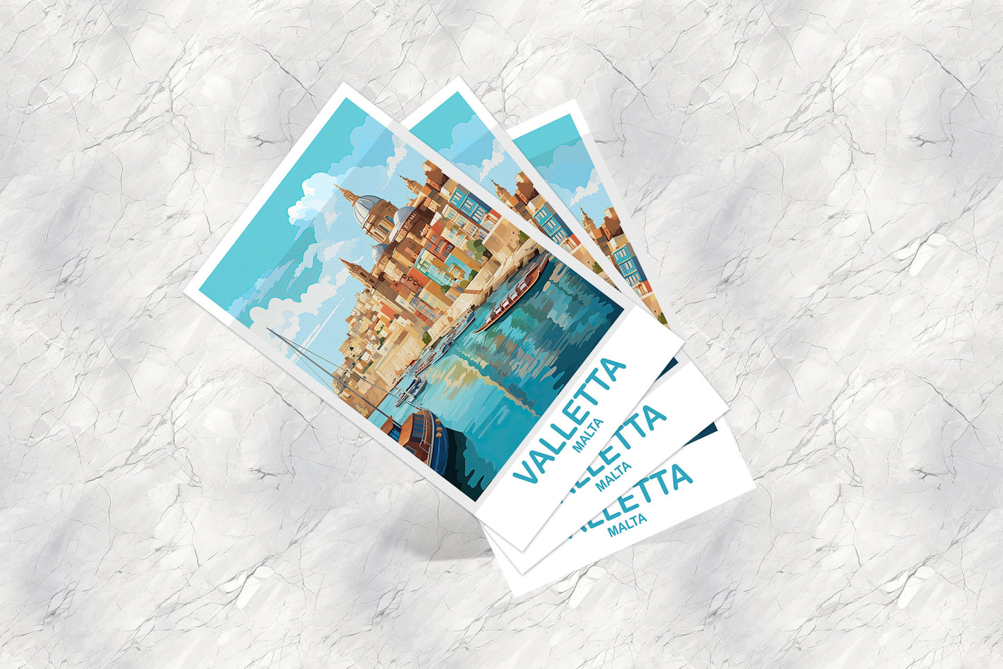 Valletta Malta Travel Postcard, Valletta Travel Postcard, Malta Postcard Art, Europe Travel Postcard, Travel Postcard | T2EU_MAVA1_P