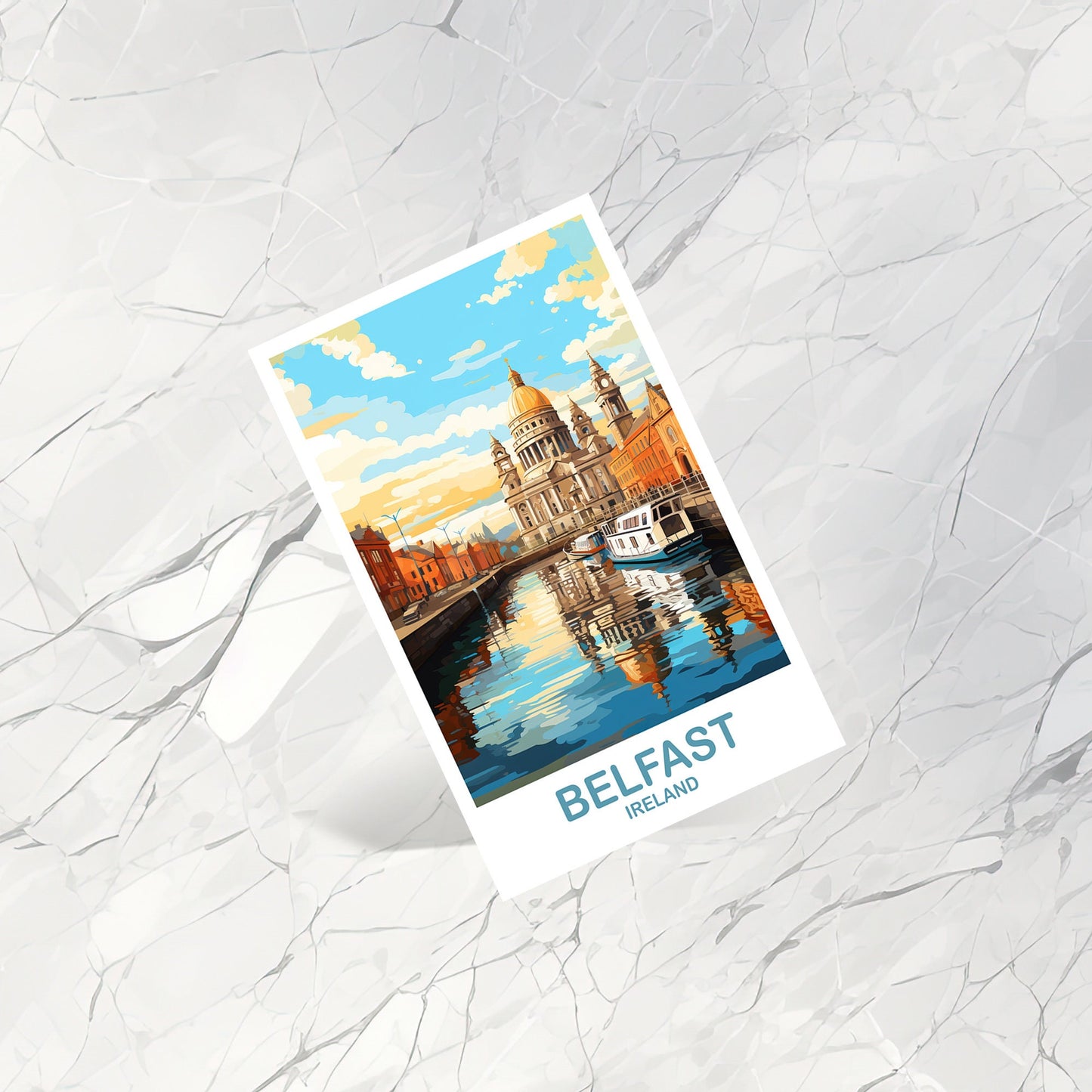 Belfast Ireland Travel Postcard Art, Ireland Travel Postcard, Belfast Art Postcard, Belfast Travel Art, Travel Postcard | T2EU_IRBE1_P