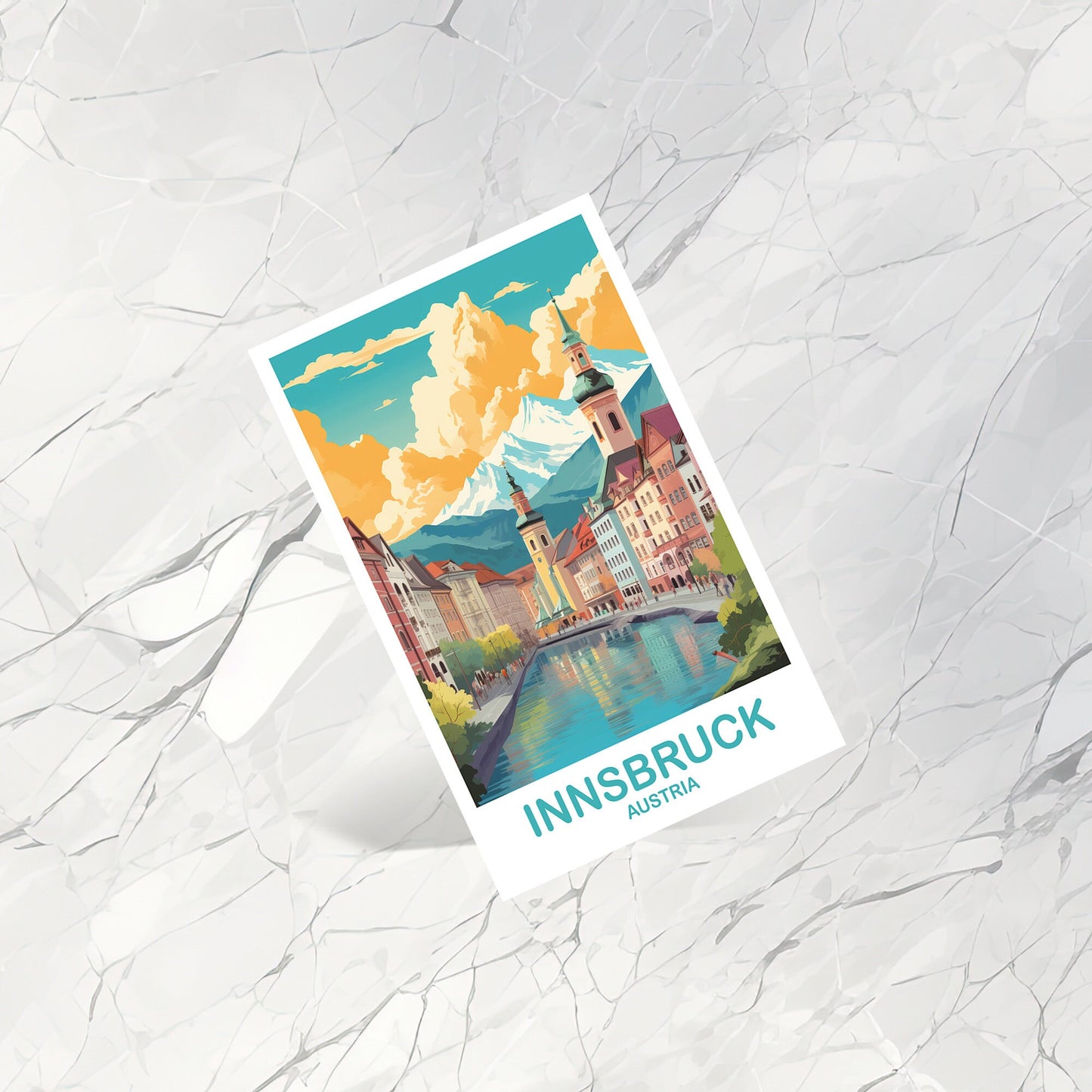 Innsbruck Austria Travel Postcard Art, Austria Travel Art, Innsbruck Postcard, Austria Travel Postcard, Travel Postcard | T2EU_AUIN1_P