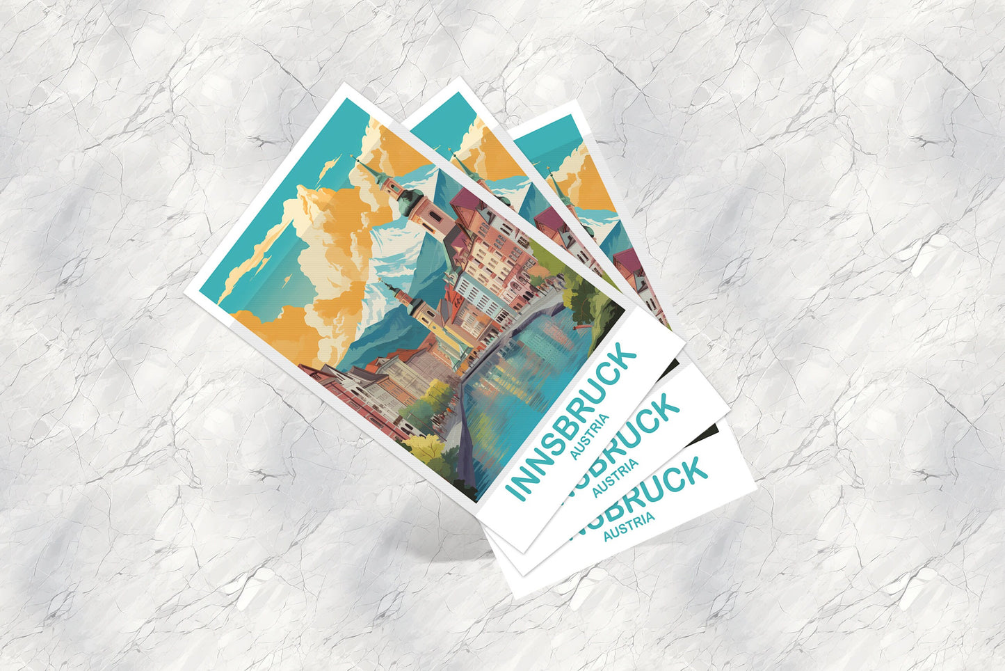 Innsbruck Austria Travel Postcard Art, Austria Travel Art, Innsbruck Postcard, Austria Travel Postcard, Travel Postcard | T2EU_AUIN1_P