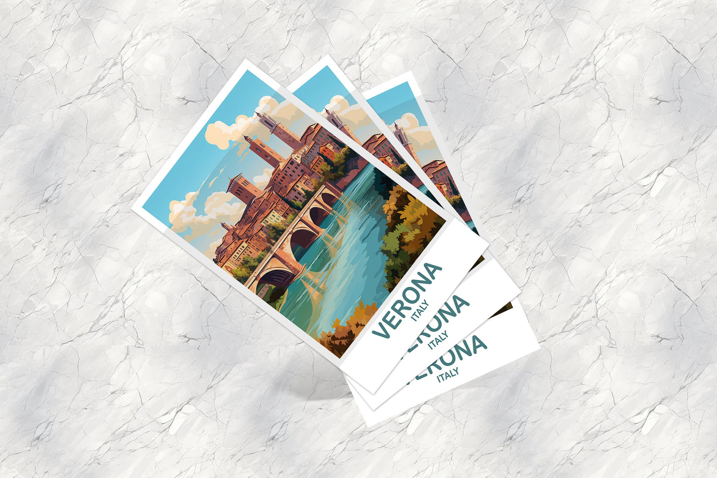 Verona Italy Travel Postcard Art, Italy Travel Postcard, Verona Postcard, Verona Art, Italy Travel, Europe Travel Postcard | T2EU_ITVER1_P
