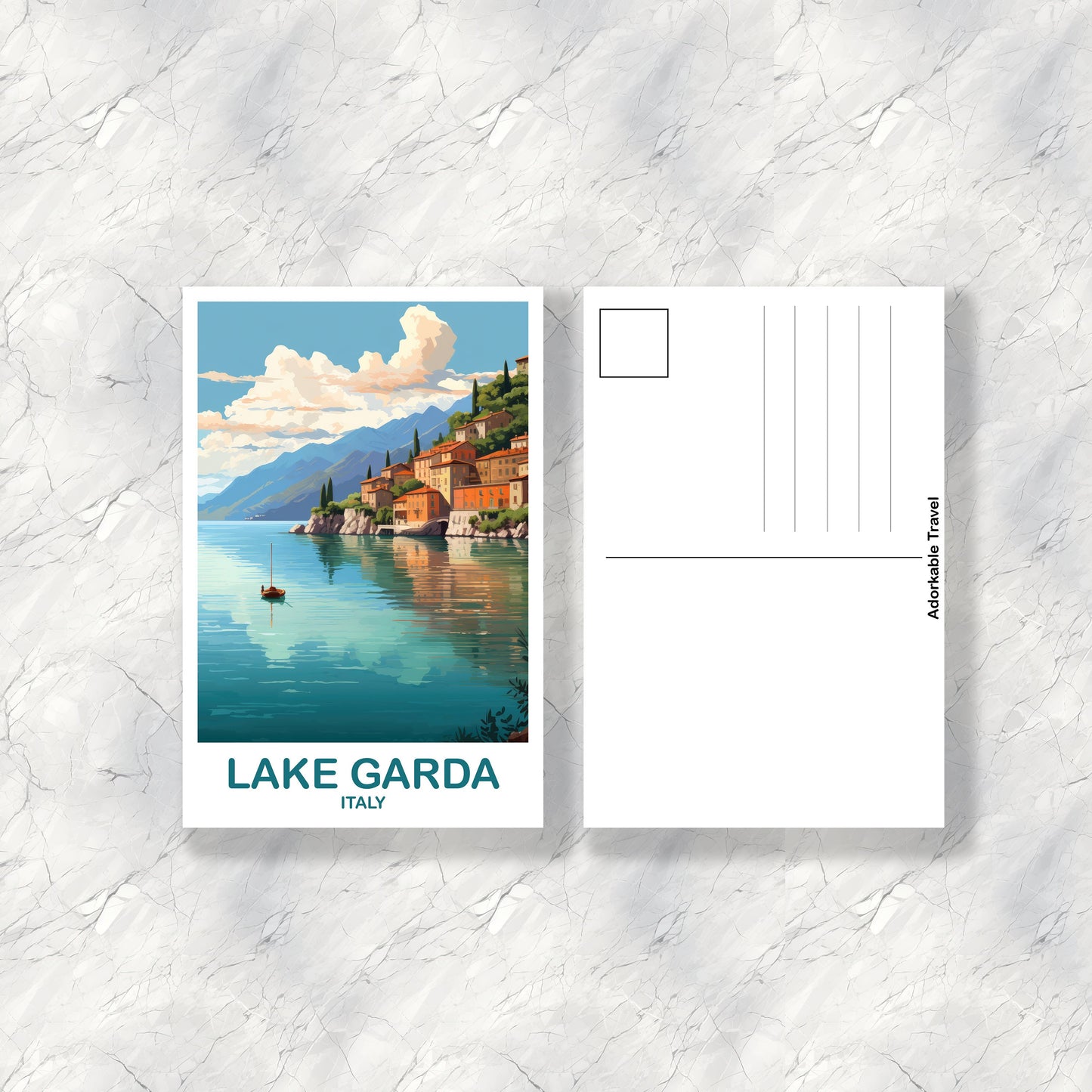Lake Garda Italy Postcard, Italy Travel Postcard, Lake Garda Travel Postcard Art, Italy Travel, Europe Travel Postcard | T2EU_ITLG1_P