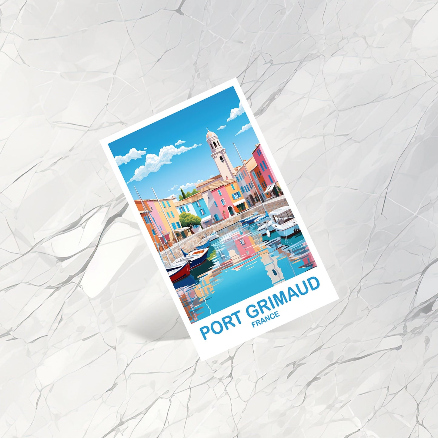 Port Grimaud France Postcard, France Postcard, France Postcard Art, Skyline Sunset, Port Grimaud Travel Postcard | T2EU_FRPG1_P