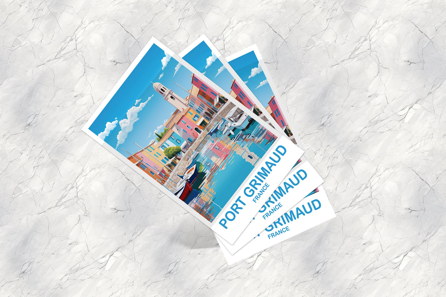 Port Grimaud France Postcard, France Postcard, France Postcard Art, Skyline Sunset, Port Grimaud Travel Postcard | T2EU_FRPG1_P