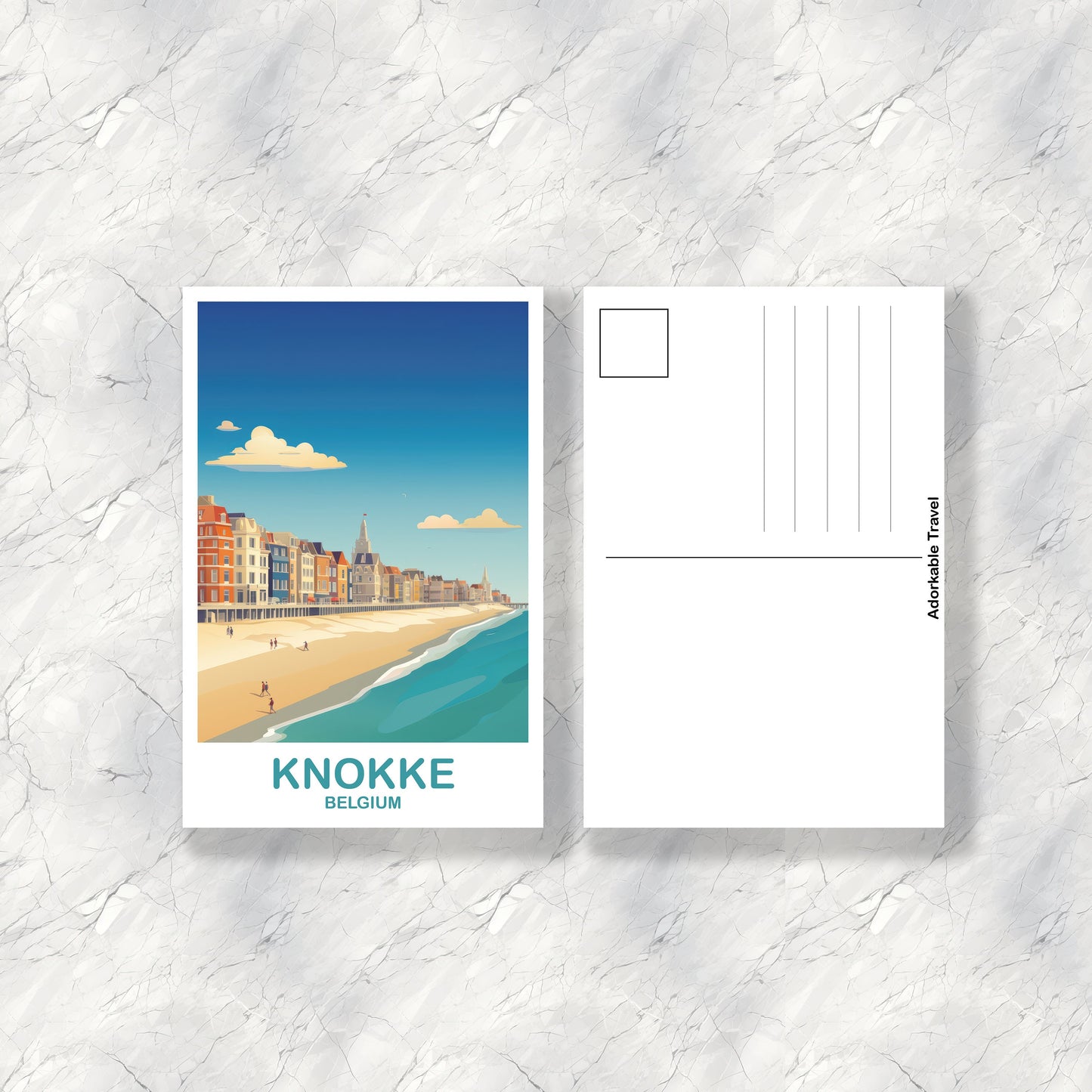Knokke Belgium Travel Postcard Art, Belgium Travel Art, Knokke Art Postcard, Belgium Travel Art, Europe Travel Art Postcard | T2EU_BEKN1_P