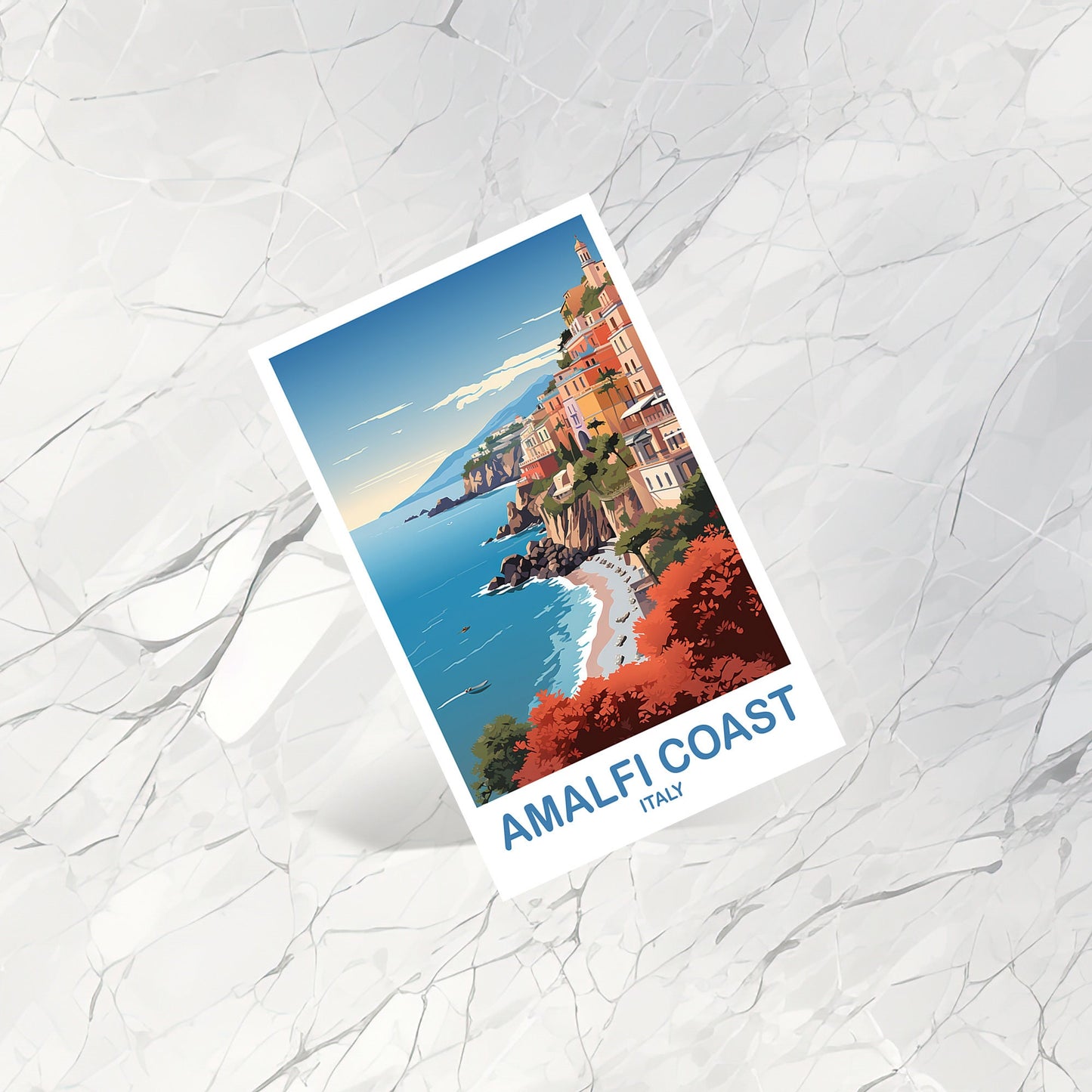 Amalfi Coast Italy Postcard, Amalfi Coast Travel Postcard, Italy Travel Postcard Art, Amalfi Coast Travel Art, Travel Poster | T2EU_ITAC1_P
