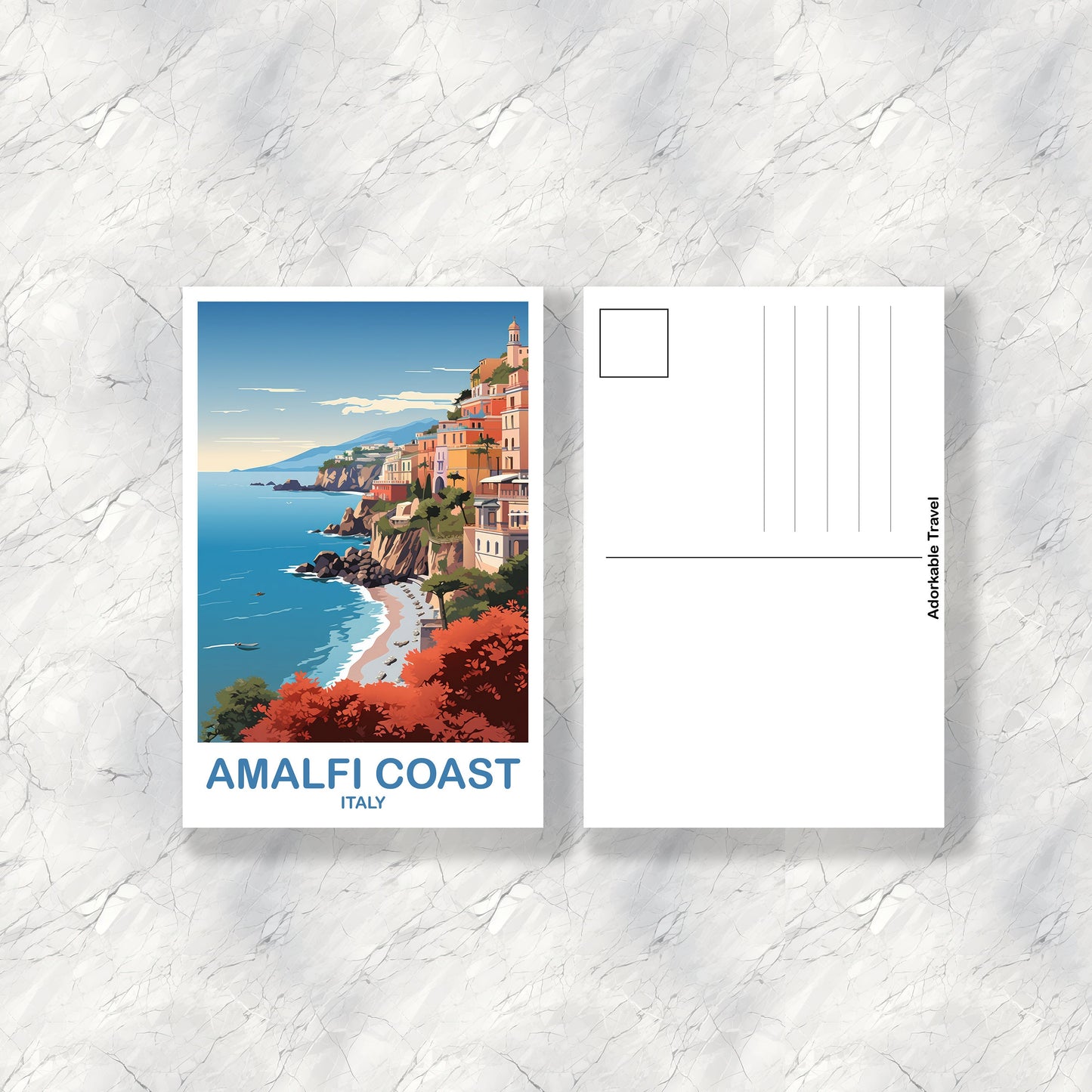 Amalfi Coast Italy Postcard, Amalfi Coast Travel Postcard, Italy Travel Postcard Art, Amalfi Coast Travel Art, Travel Poster | T2EU_ITAC1_P